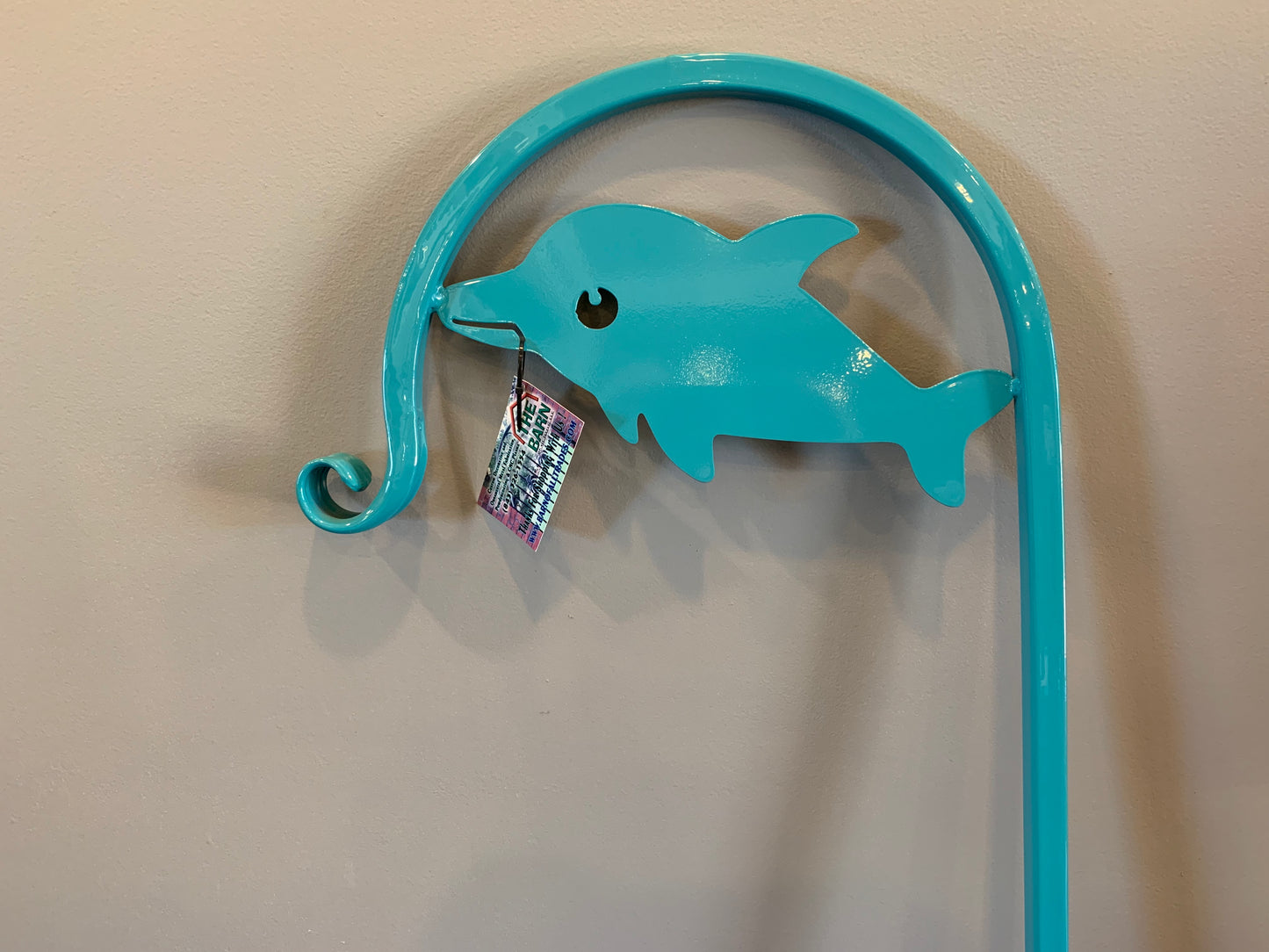 Dolphin Shepherd Hook 60" tall- Powder Coated Your Color Choice-Four display options to Choose from