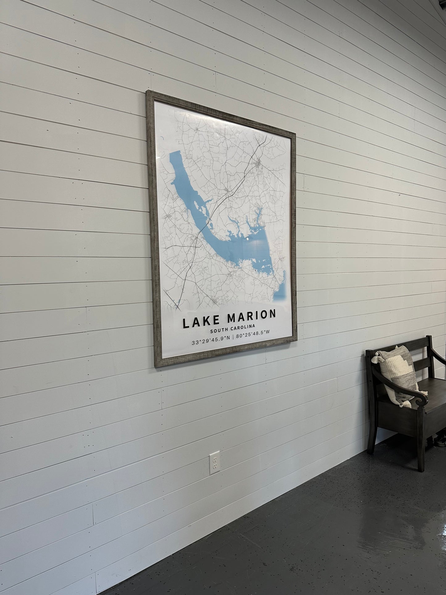 Custom Large Print of Lake Marion, Lake Murray, Lake Wateree South Carolina Map - with your Coordinates/Location marked- Your Family Name