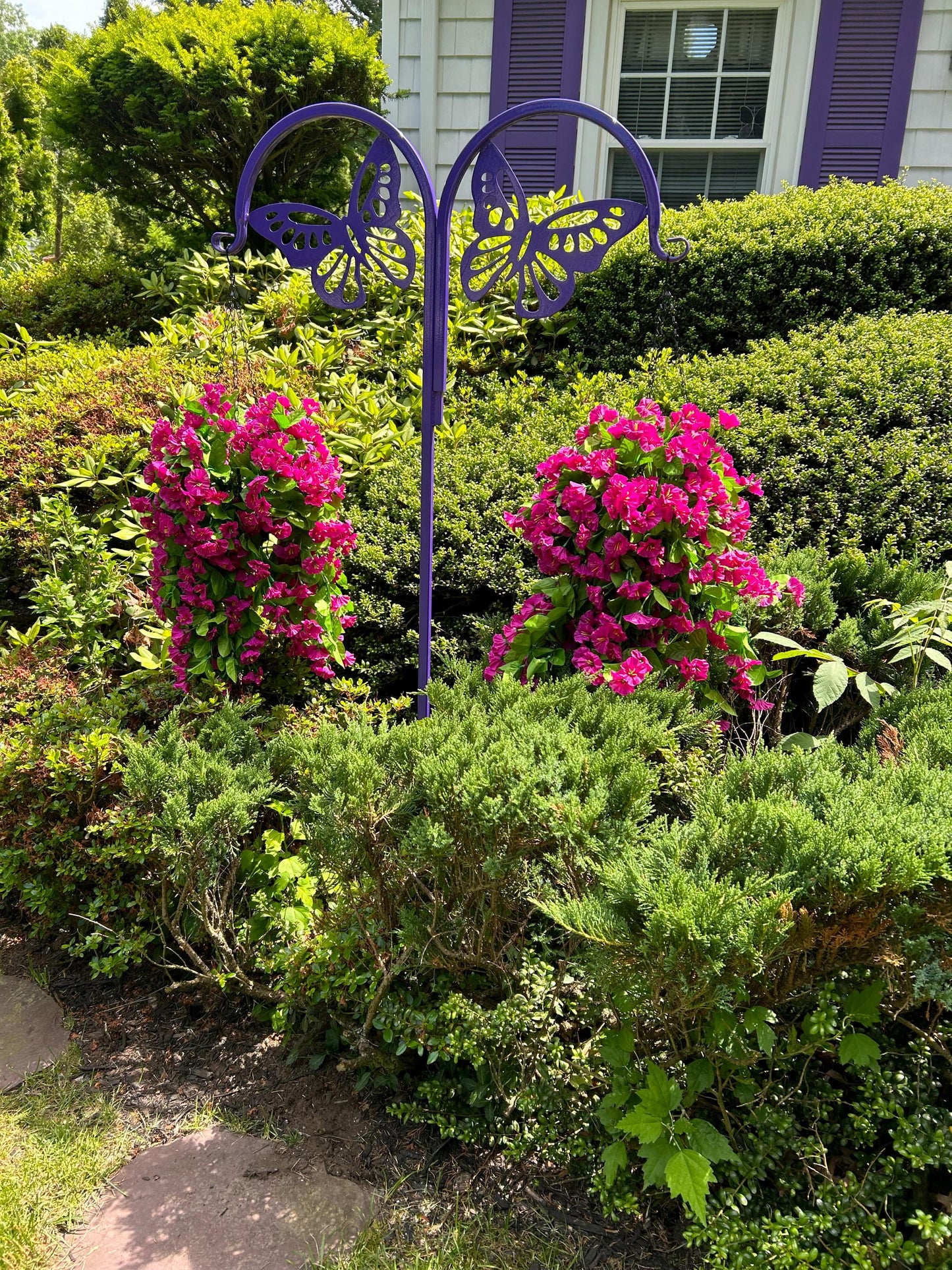 Double Butterfly Shepherd Hook- Your color choice-Four Display optons