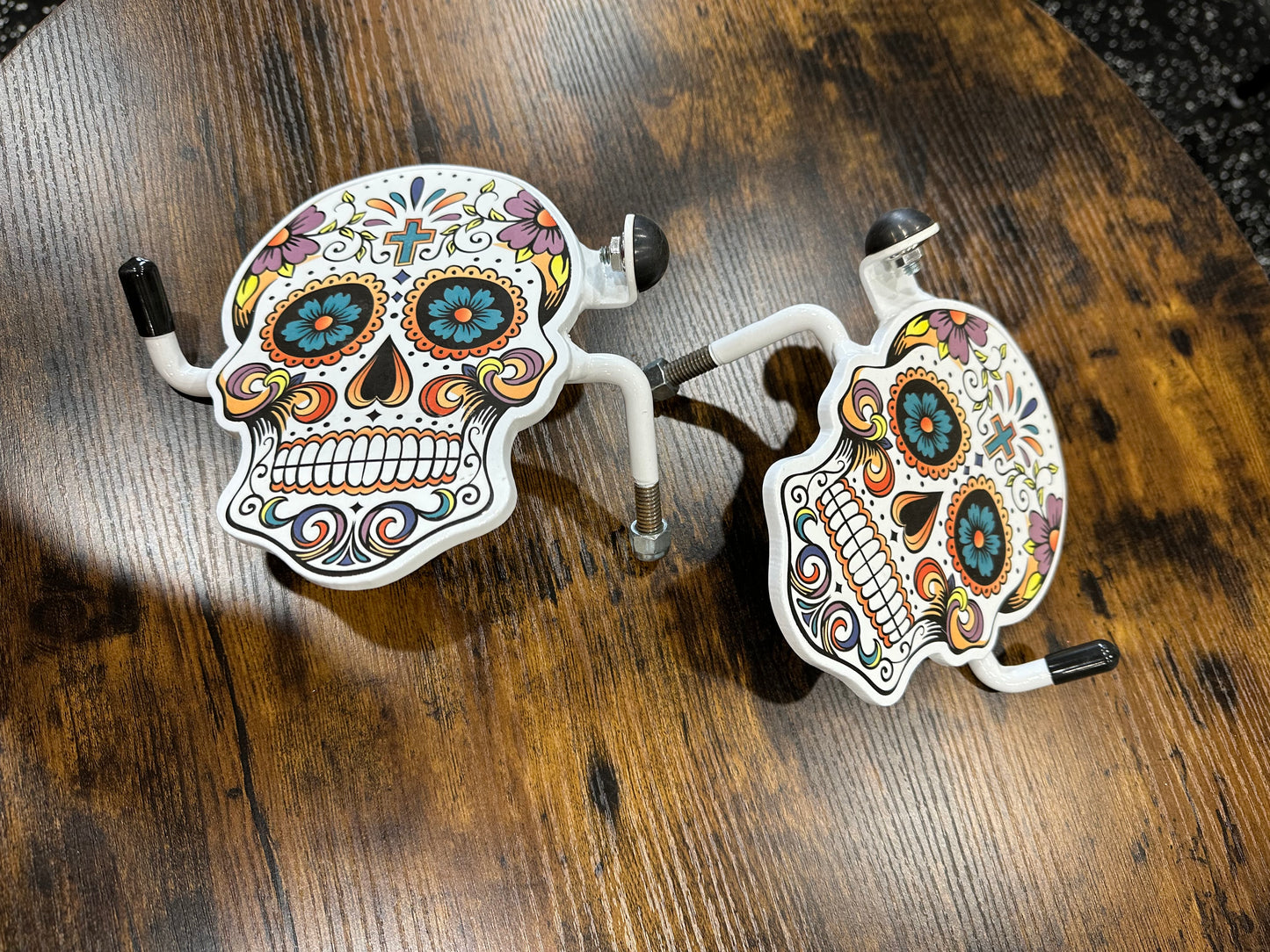 Pair of Sugar Skull Foot Pegs your color choice