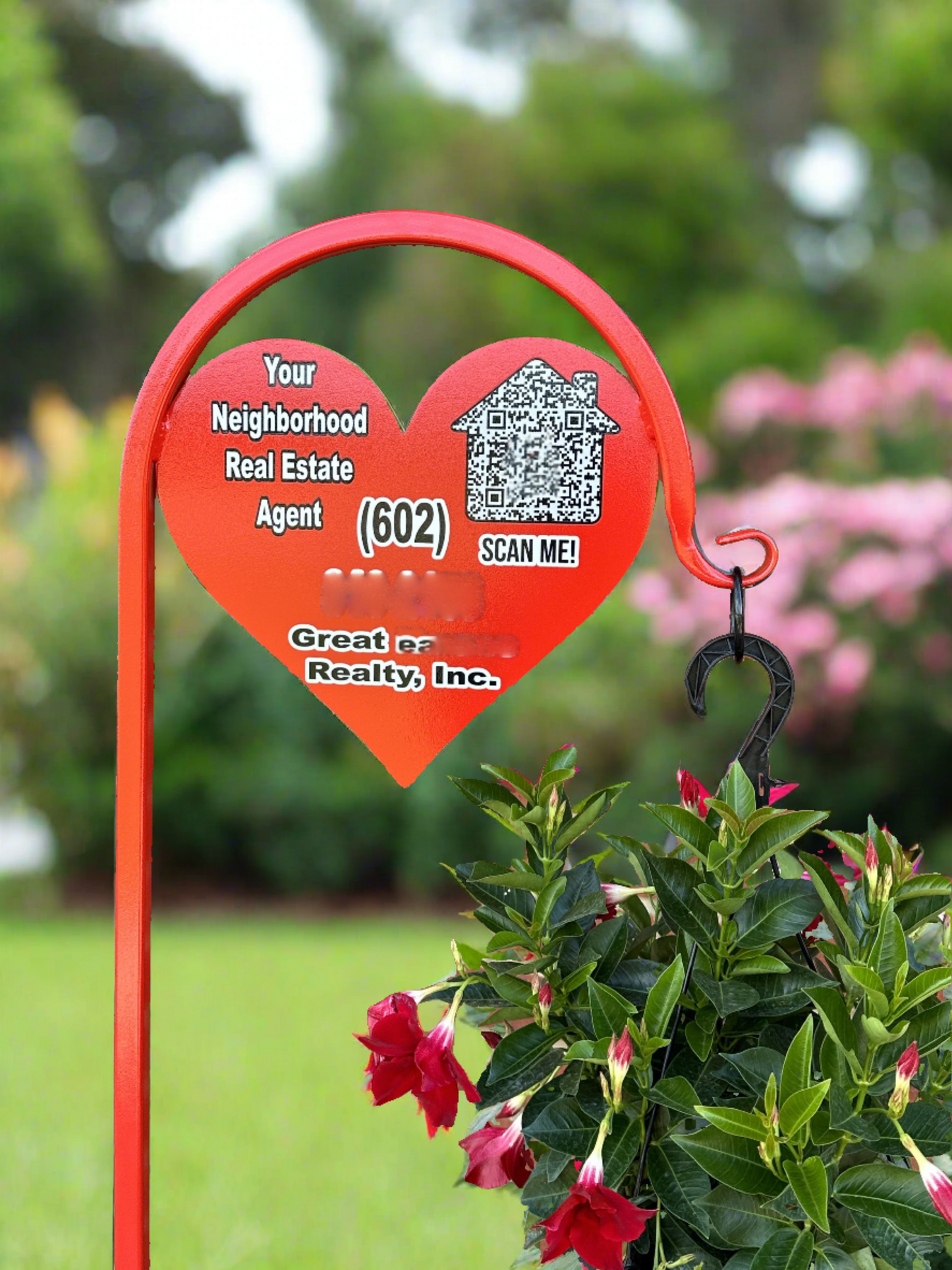 Heart Shepherd Hook- Business/Advertisement Sign Display-with or without custom message (Copy)