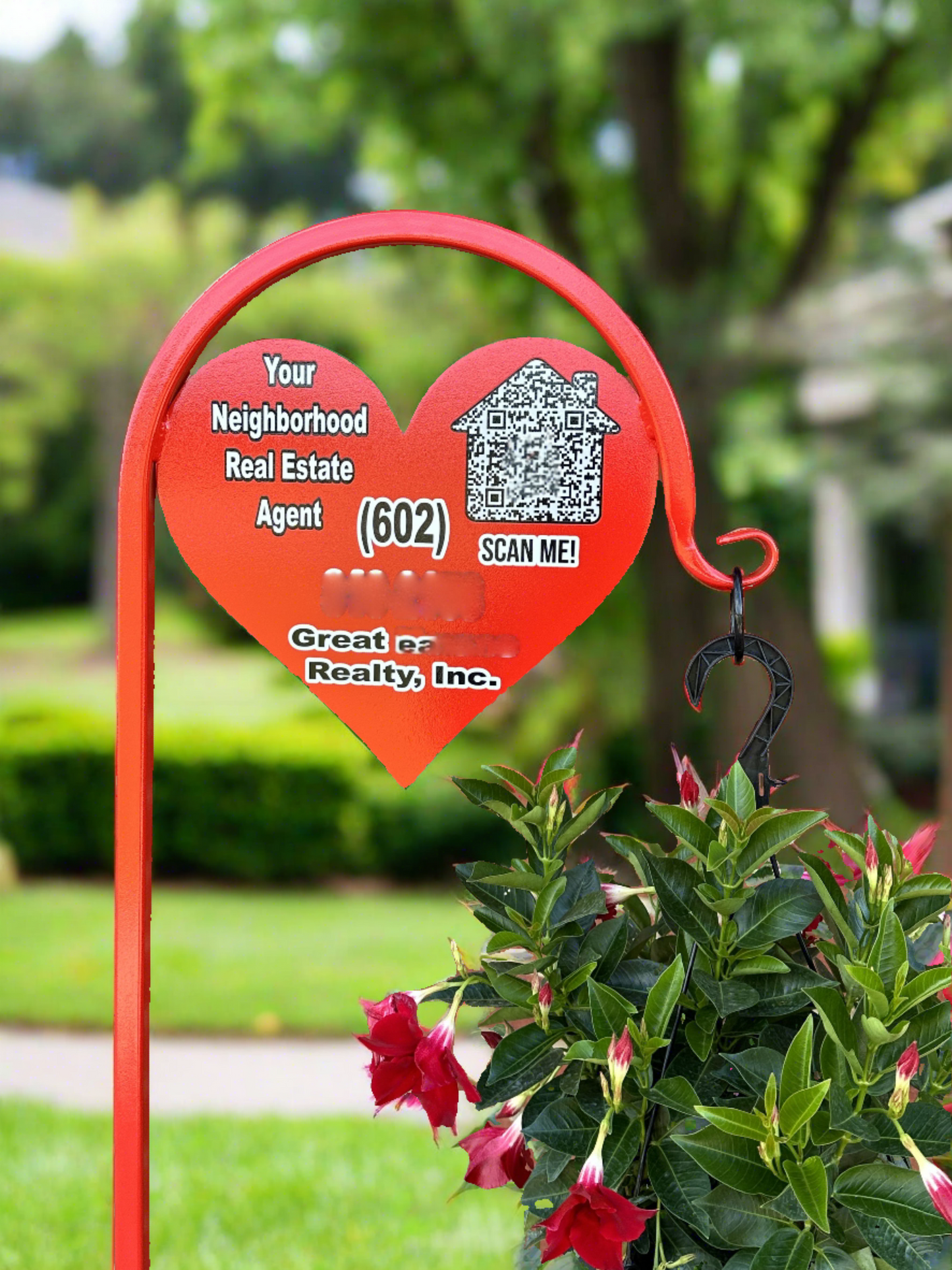 Heart Shepherd Hook- Business/Advertisement Sign Display-with or without custom message (Copy)