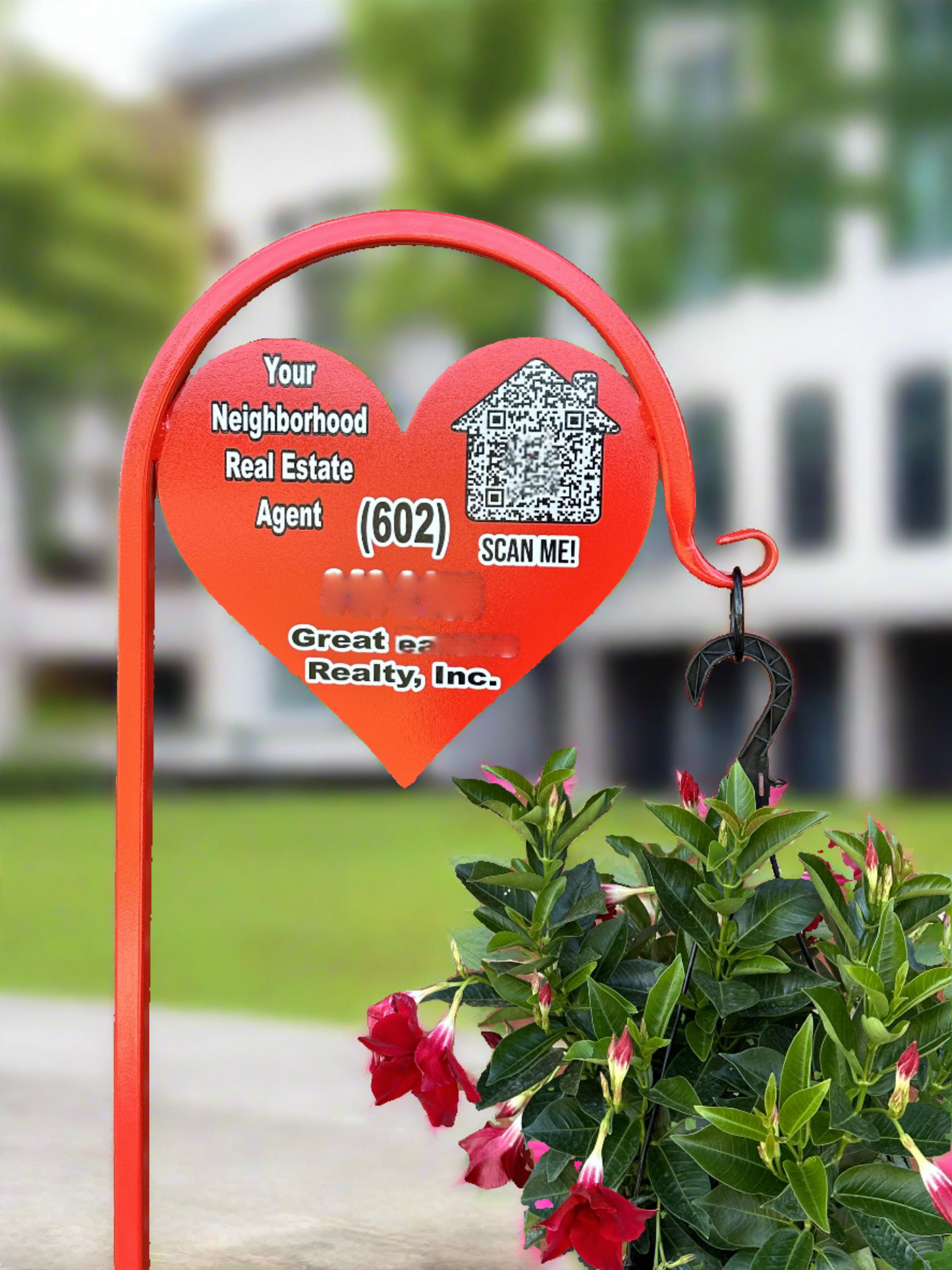 Heart Shepherd Hook- Business/Advertisement Sign Display-with or without custom message (Copy)