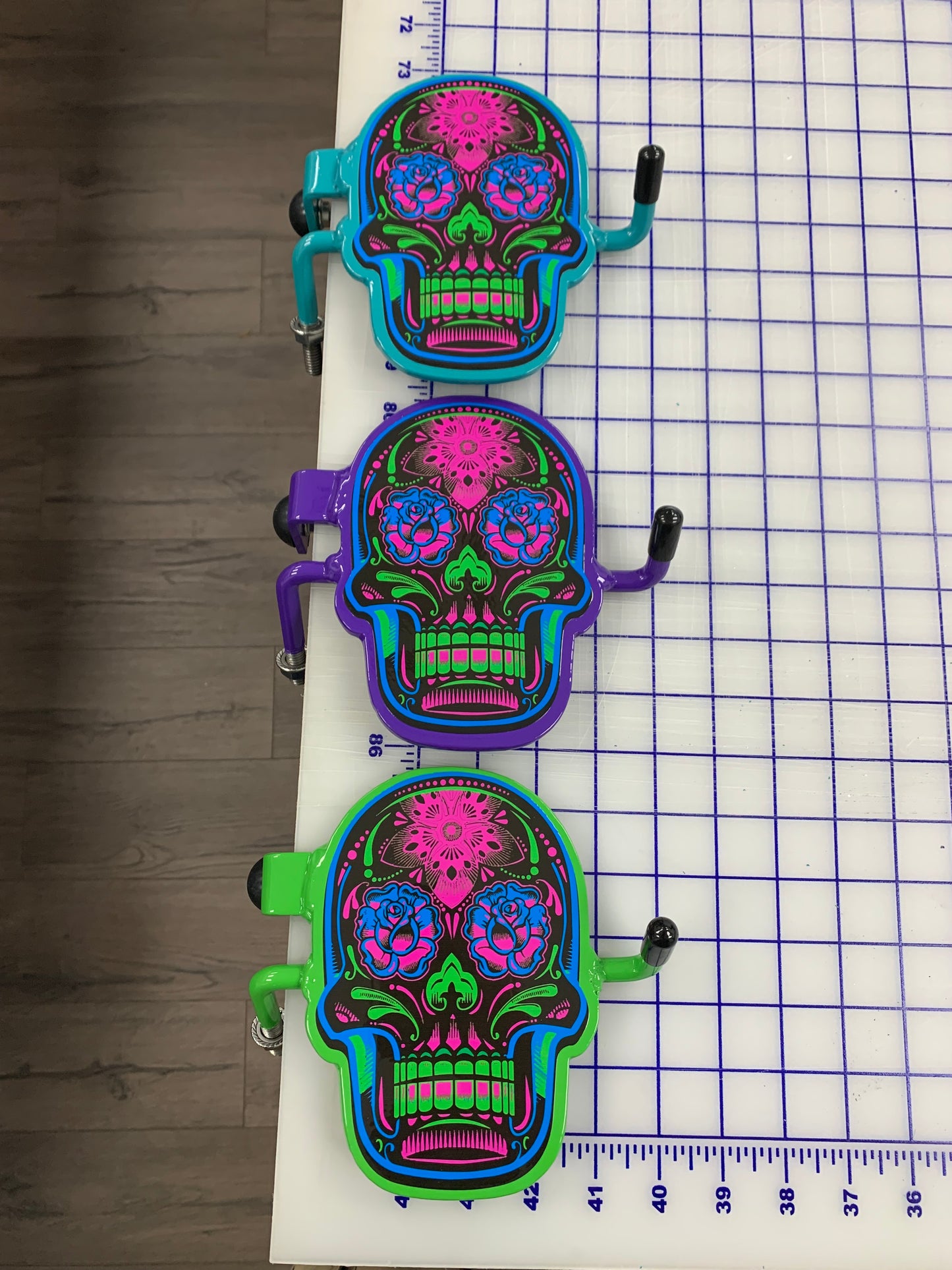 Pair of Colorful Sugar Skull Foot Pegs your color choice