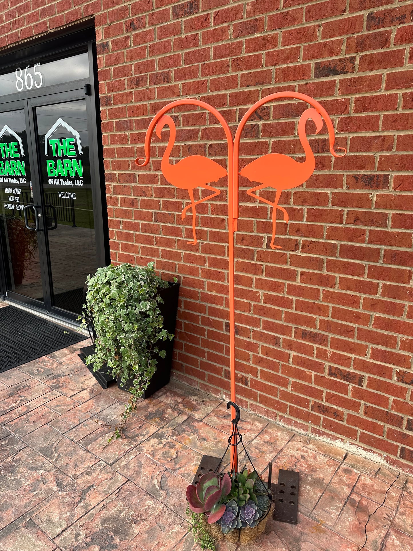 Double Flamingo Shepherd Hook 60" tall- Powder Coated Your Color Choice-Four display options to Choose from