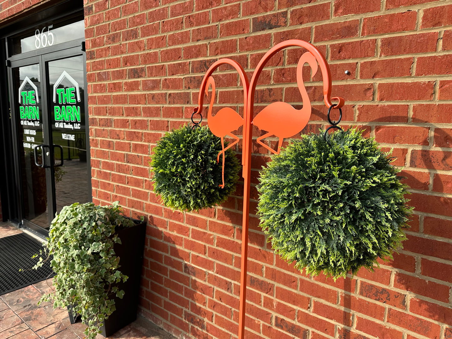 Double Flamingo Shepherd Hook 60" tall- Powder Coated Your Color Choice-Four display options to Choose from