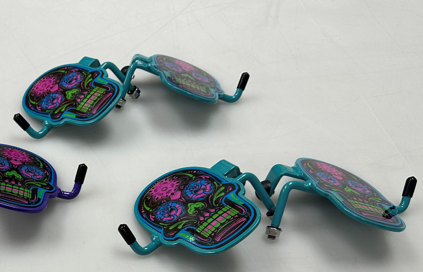 Pair of Colorful Sugar Skull Foot Pegs your color choice