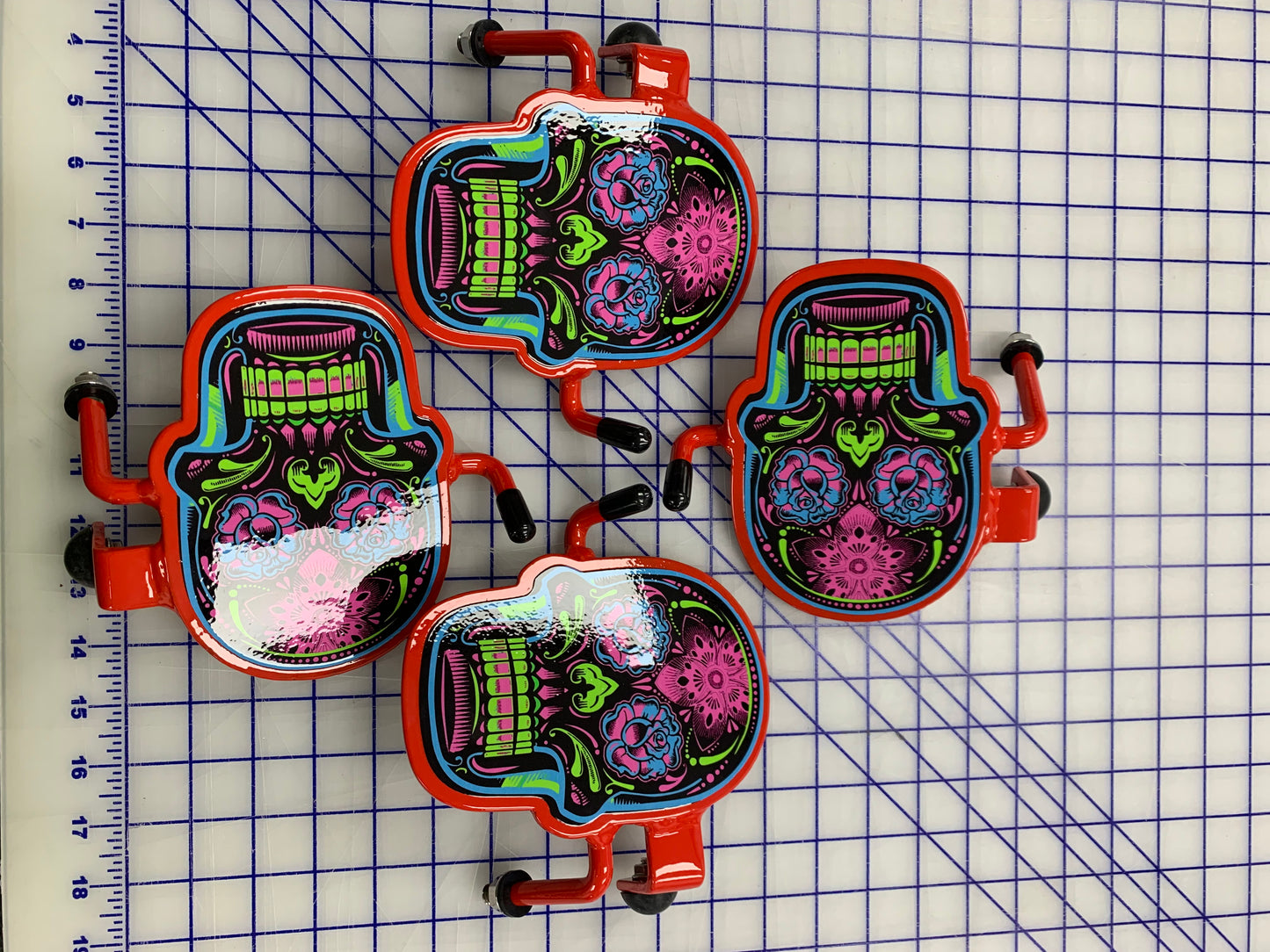 Pair of Colorful Sugar Skull Foot Pegs your color choice