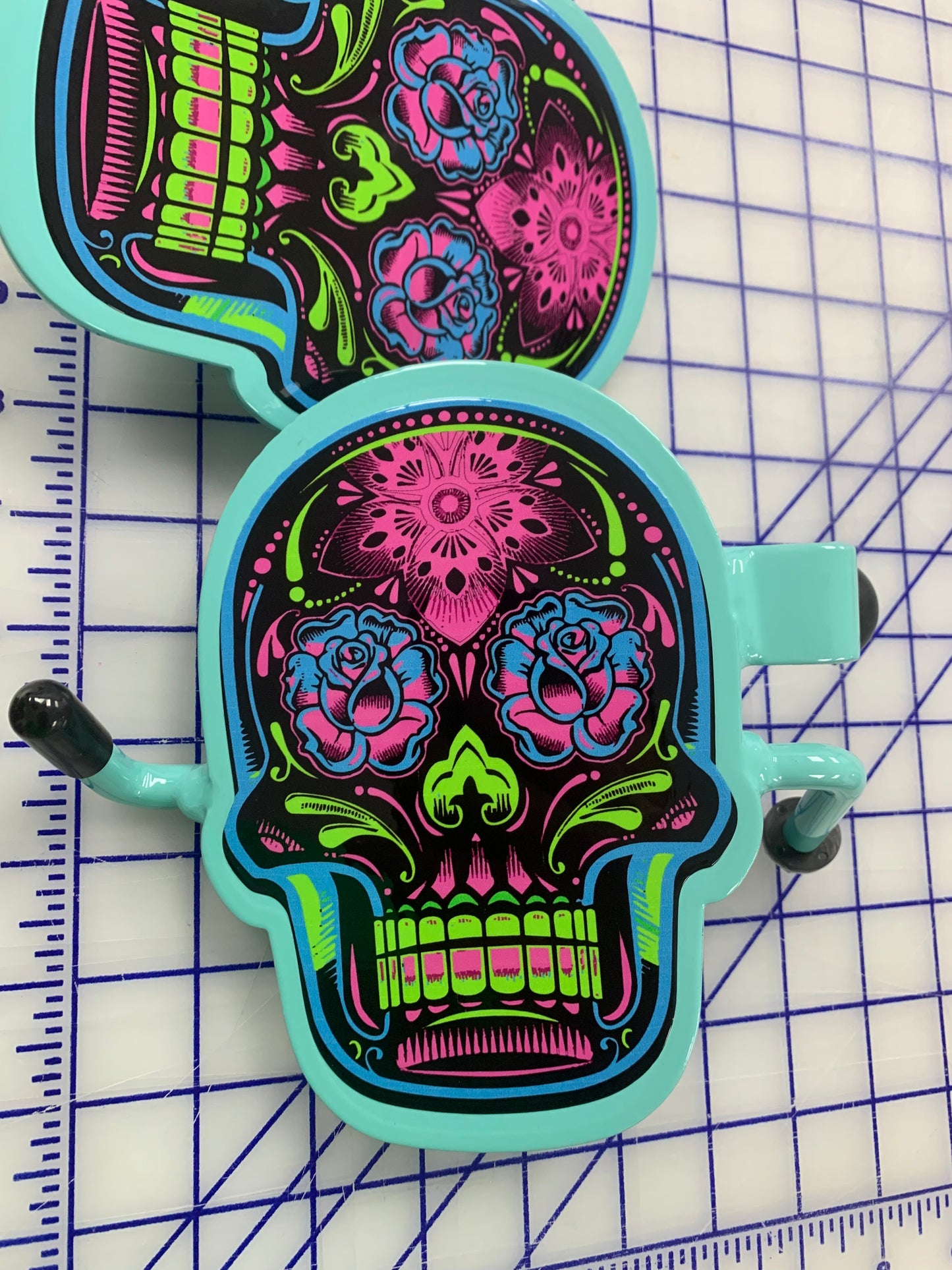 Pair of Colorful Sugar Skull Foot Pegs your color choice