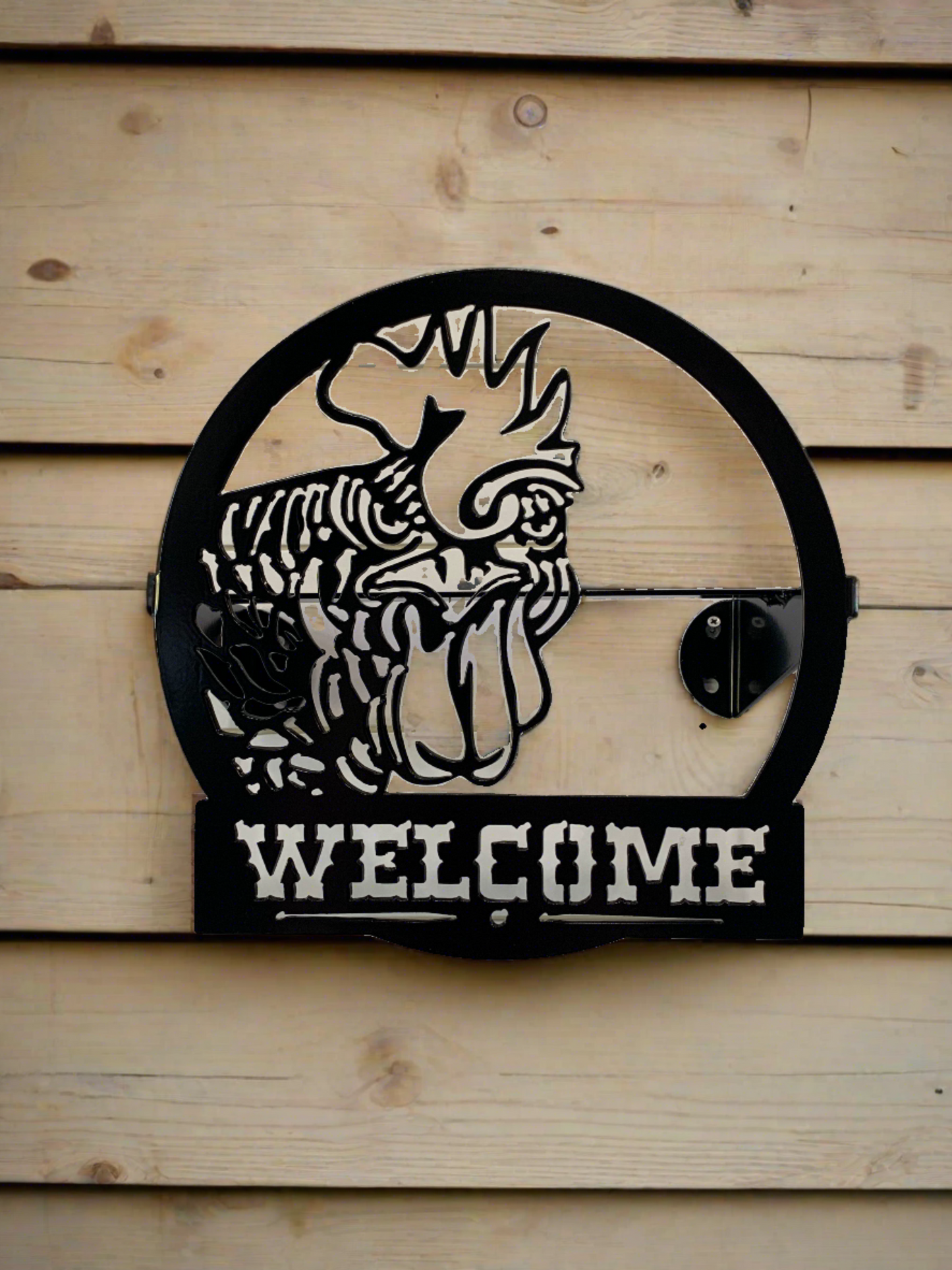 Water/Garden Hose Holder/Hanger Wall or Post Mount- with Chicken- Your color choice- Two Mounting Options