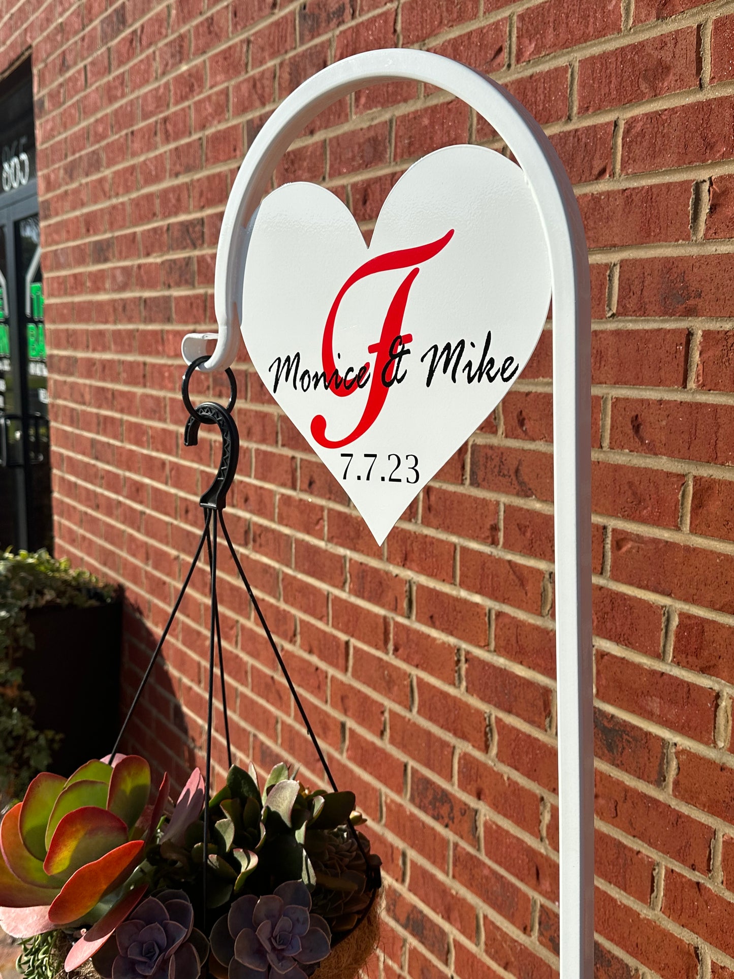 Heart Shepherd Hook- Wedding, Housewarming, Anniversary gift -with or without Your custom message