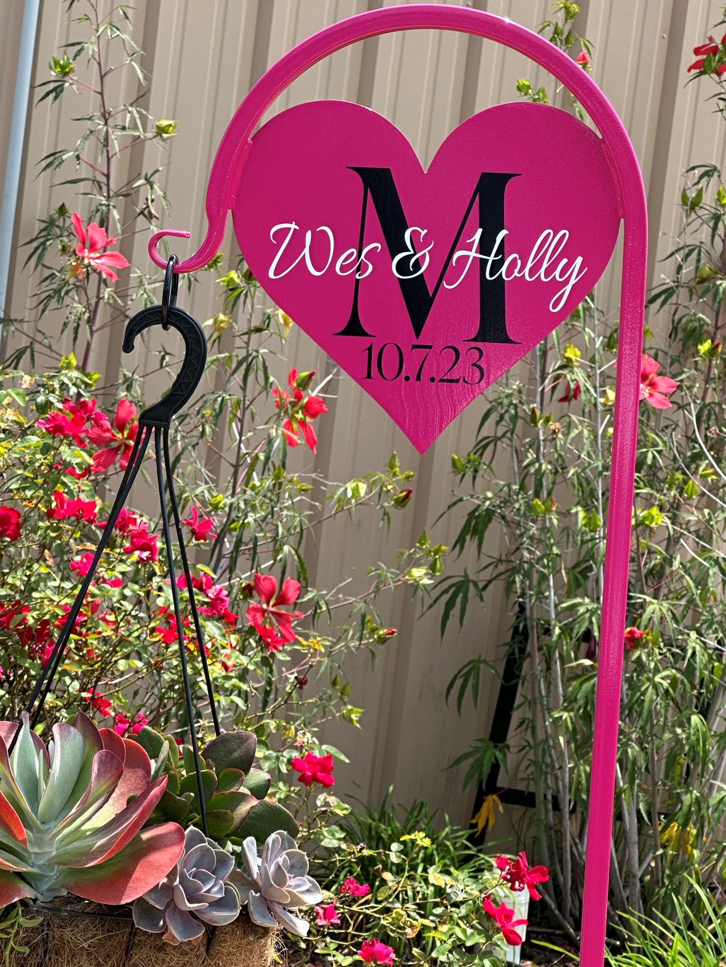 Heart Shepherd Hook- Wedding, Housewarming, Anniversary gift -with or without Your custom message
