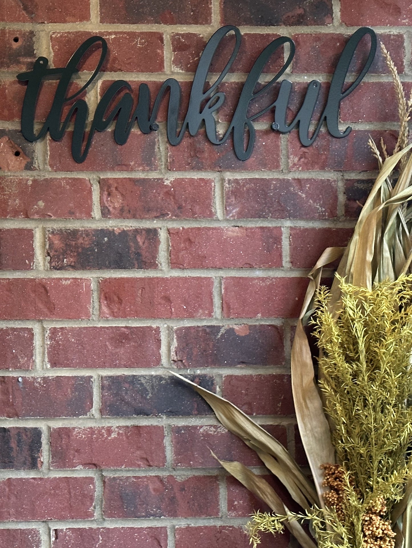 Thankful Metal Wall Hang 2' wide 8" tall Your Color Choice