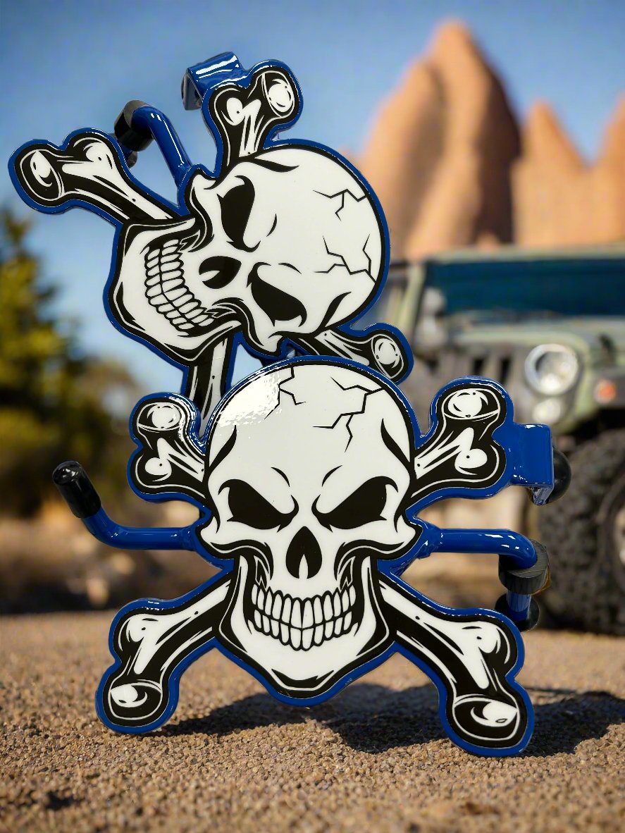 Pair of Skull and cross bones Foot Pegs your base color choice