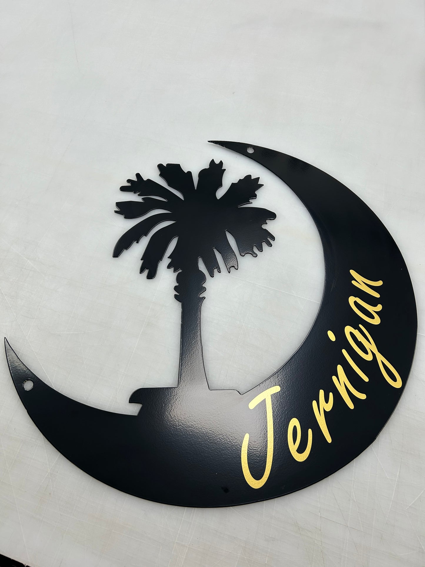 Metal Wall/Door Hang Tree and Moon with or without message-Powder Coated finish (Your Color Choice) for Outdoors or Indoors