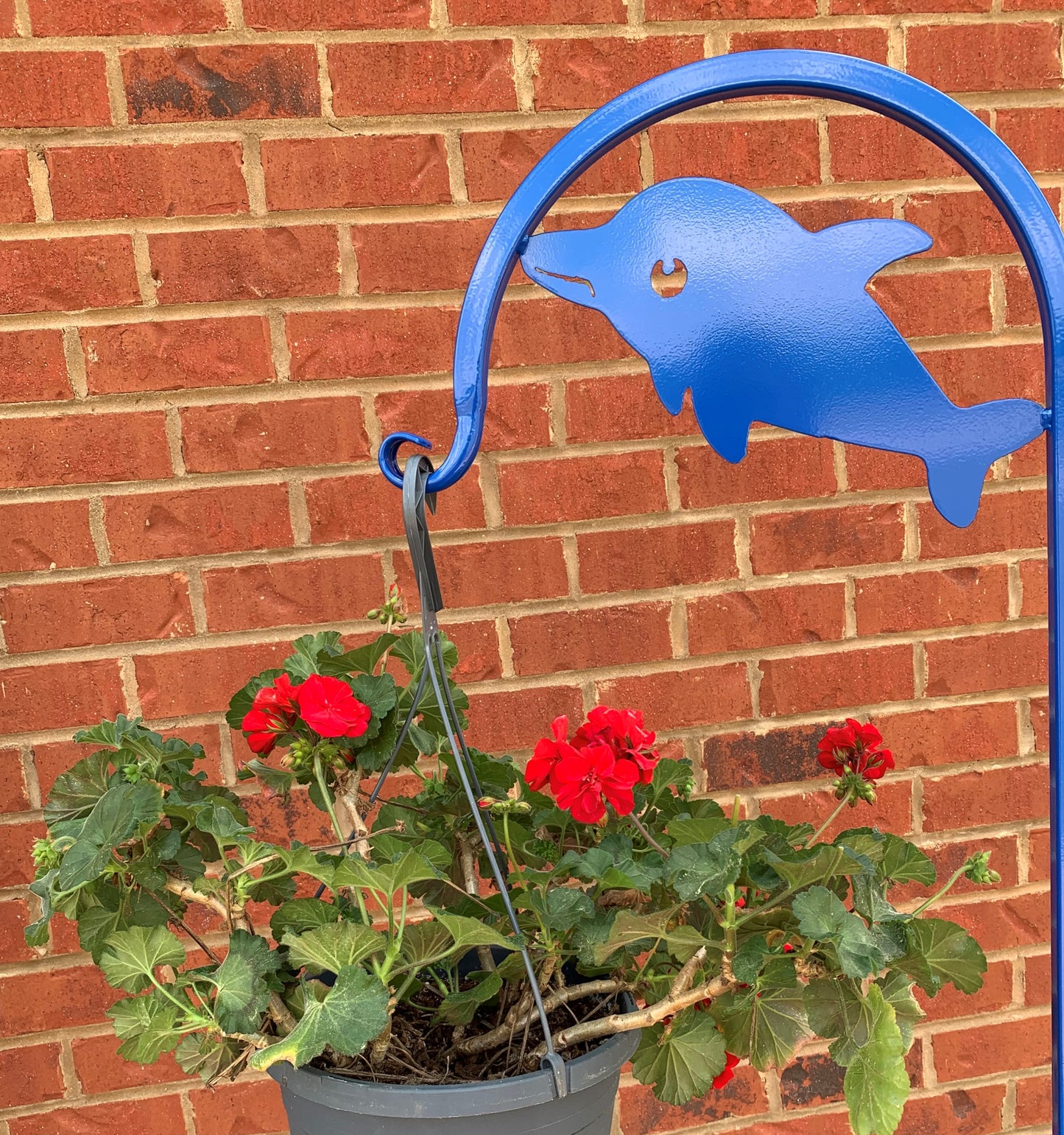Dolphin Shepherd Hook 60" tall- Powder Coated Your Color Choice-Four display options to Choose from
