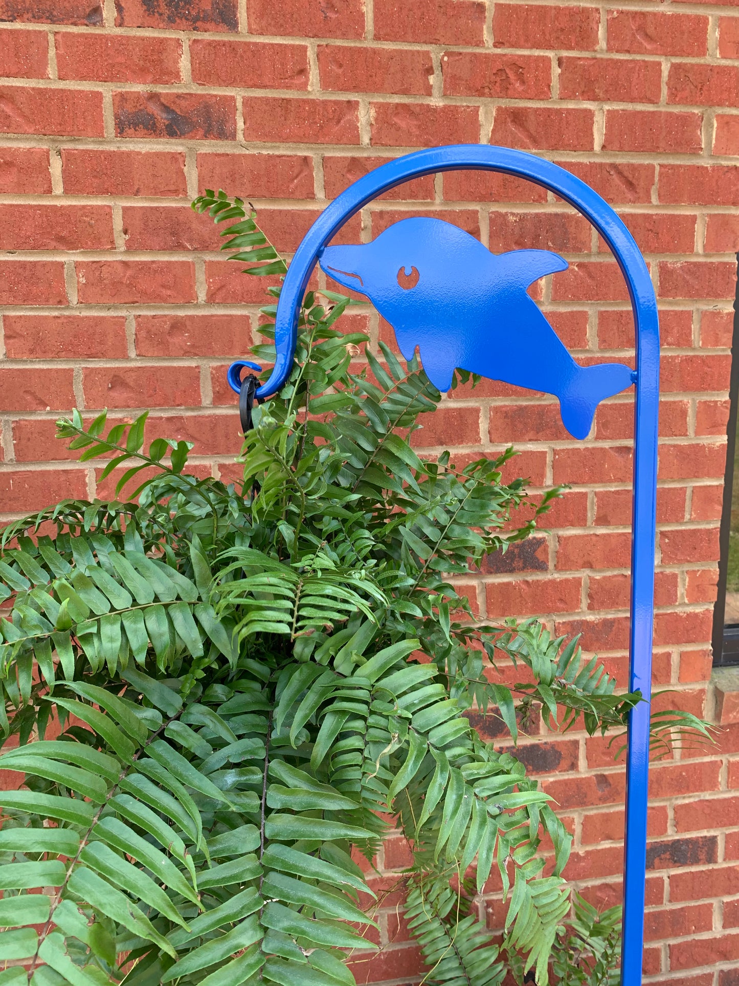 Dolphin Shepherd Hook 60" tall- Powder Coated Your Color Choice-Four display options to Choose from
