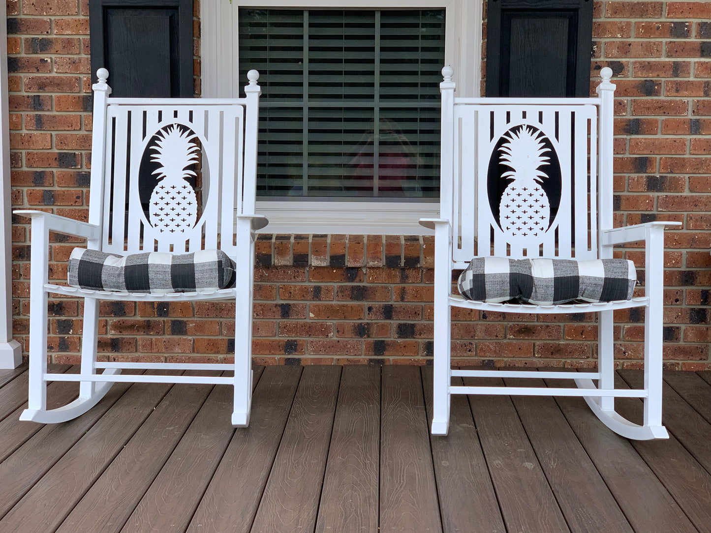 Custom Rocking Chairs- All Metal-Powder Coated your color choice- Your Design choice in back of Rocking Chair