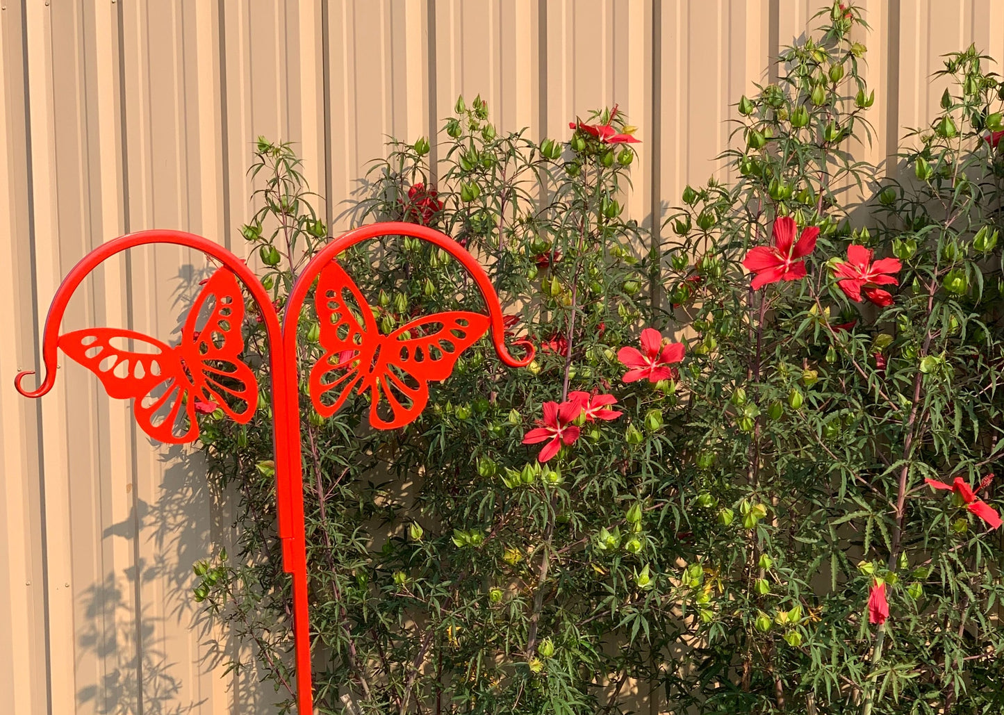 Double Butterfly Shepherd Hook- Your color choice-Four Display optons