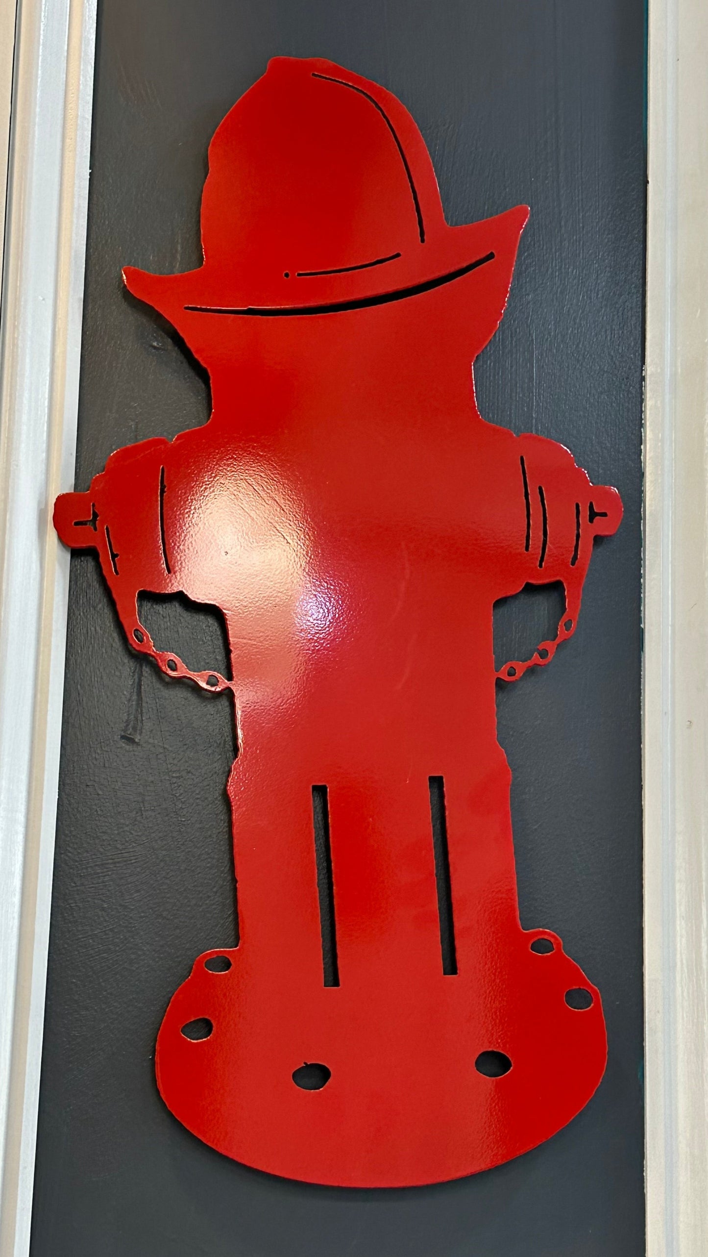 Metal Fire Hydrant- Hang or Stake in Ground- with or without custom message-19"H x10"W Powder Coated finish for Outdoors or Indoors
