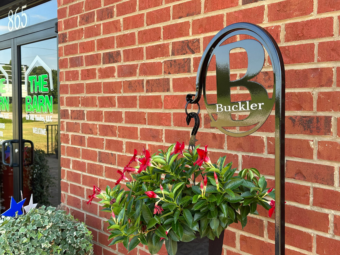 Initial and Name Shepherd Hook 60" Plant Hanger Flower hook bird feeder/ wind chime holder-Your color choice-four display 0ptions.