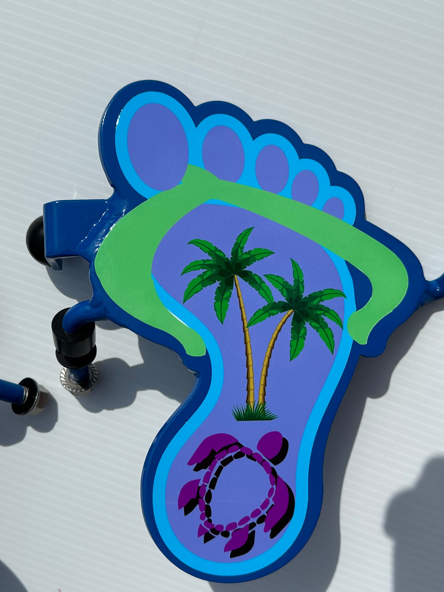 Pair of Colorful Flip Flops with Turtle and Palm Tree Foot Pegs your base color choice Powder Coated Finish