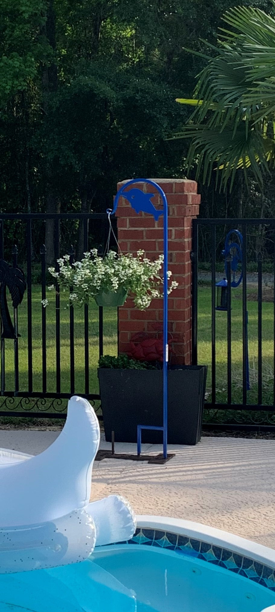 Dolphin Shepherd Hook 60" tall- Powder Coated Your Color Choice-Four display options to Choose from