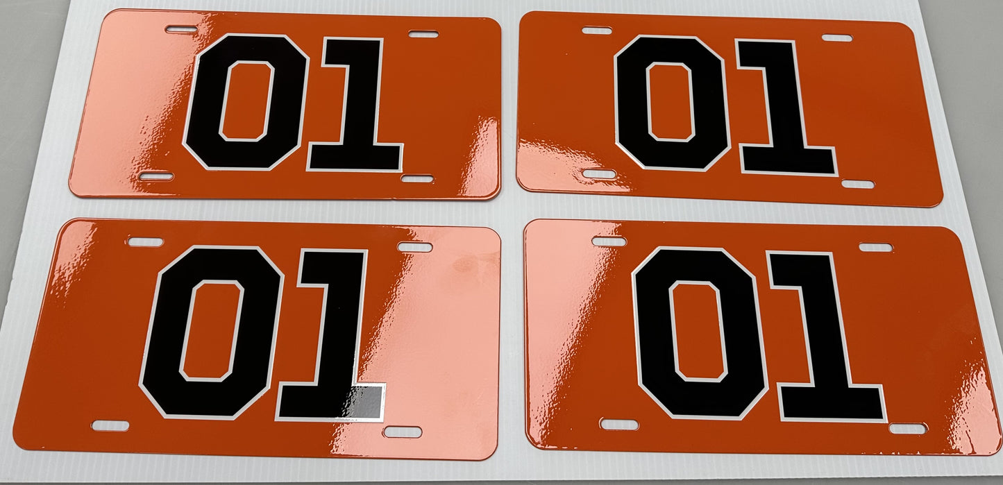 Dukes of Hazzard Aluminum License Plate- Famous 01-Good ol Boys license plate General Lee- Powder Coated twice with a Beautiful Gloss finish