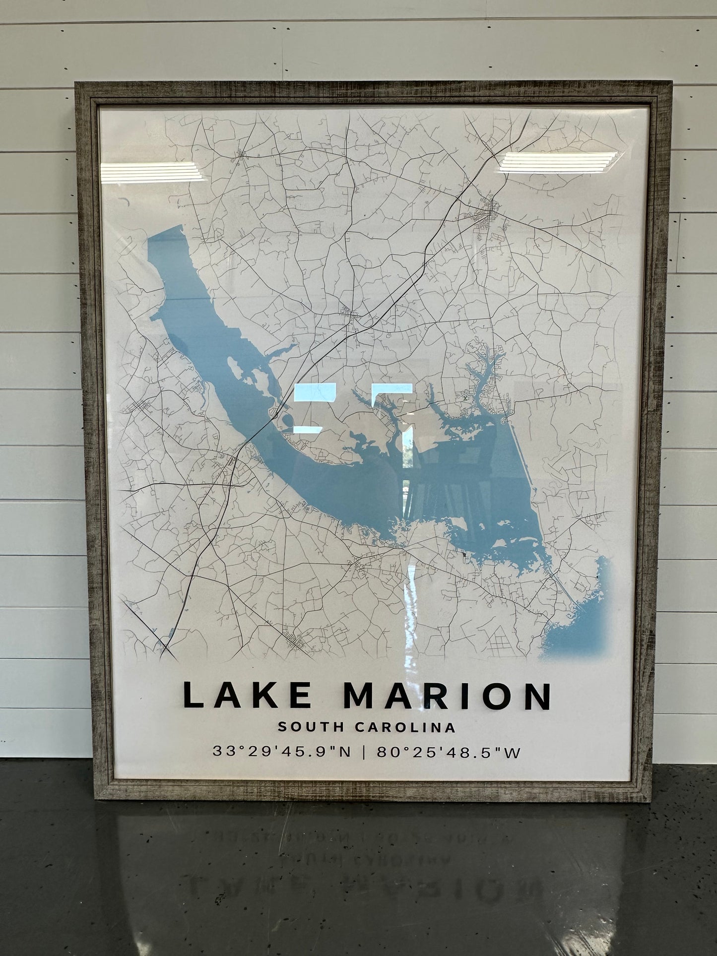 Custom Large Print of Lake Marion, Lake Murray, Lake Wateree South Carolina Map - with your Coordinates/Location marked- Your Family Name