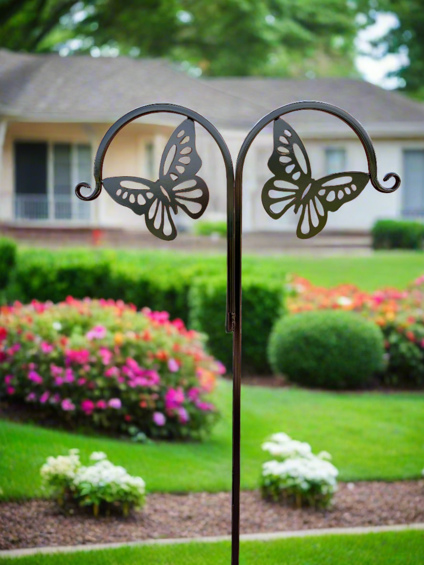 Double Butterfly Shepherd Hook- Your color choice-Four Display optons
