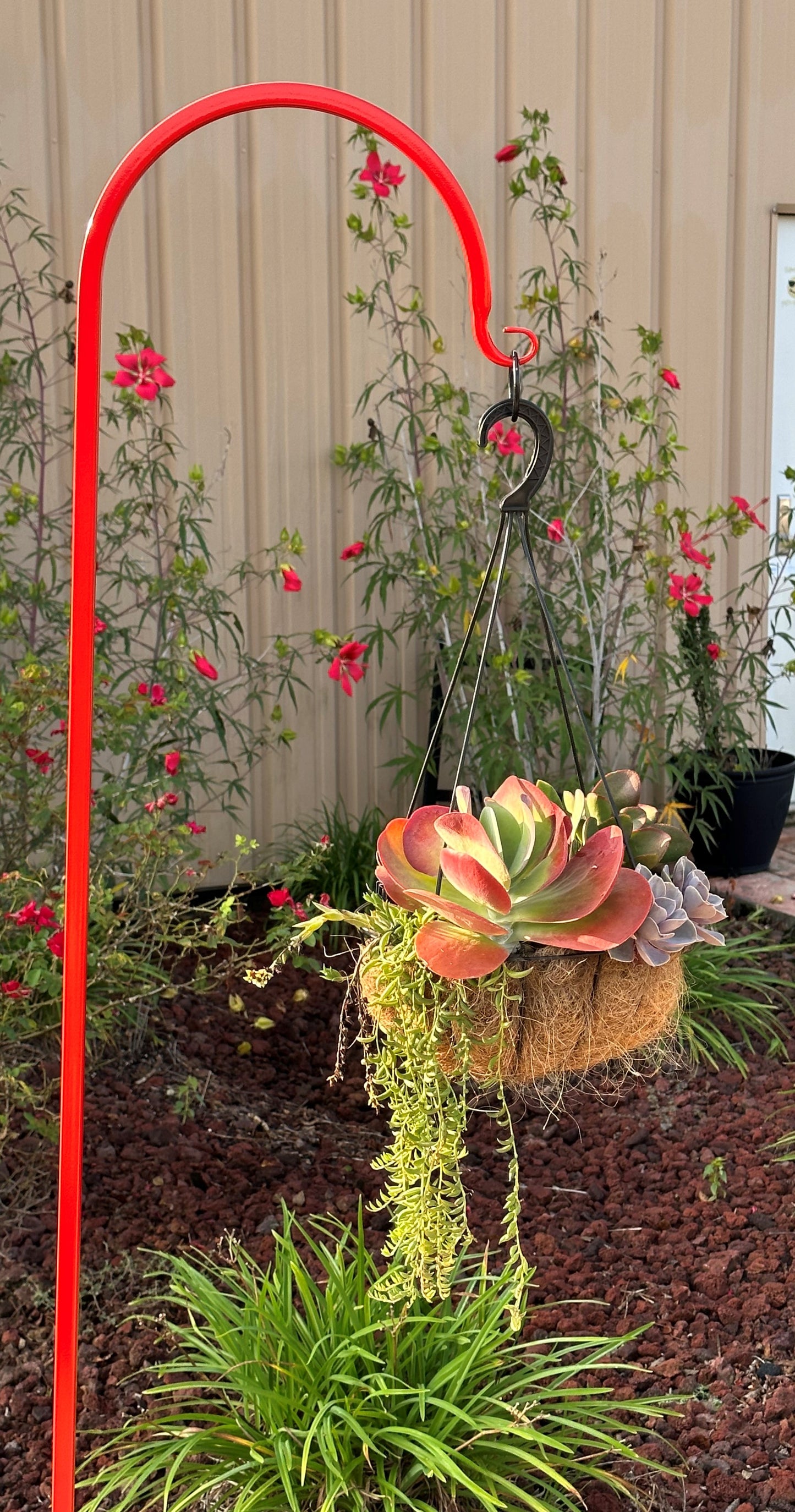 80" Shepherd Hook Metal Very Sturdy- Your color choice-Your Base/Display Choice- Hanger for large/tall wind chimes.