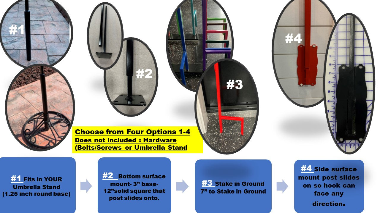 Double Dolphin Shepherd Hook 60" tall- Powder Coated Your Color Choice-Four display options to Choose from