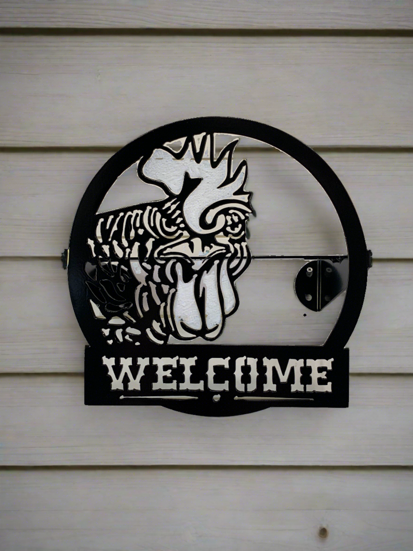 Water/Garden Hose Holder/Hanger Wall or Post Mount- with Chicken- Your color choice- Two Mounting Options