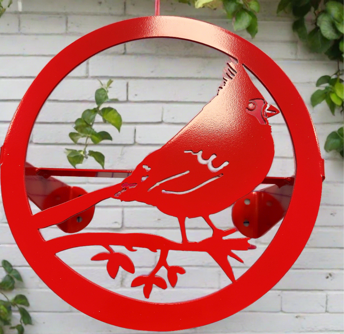 Custom Water Hose Hanger, Custom Garden Hose Holder, Cardinal Bird Design, Your Color Choice, Post Mount or Wall Mount, Your Choice