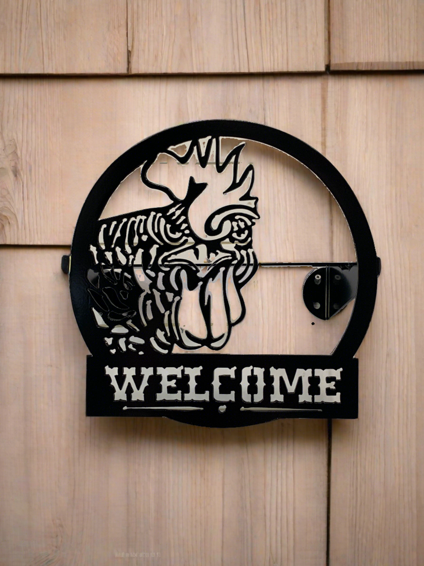 Water/Garden Hose Holder/Hanger Wall or Post Mount- with Chicken- Your color choice- Two Mounting Options