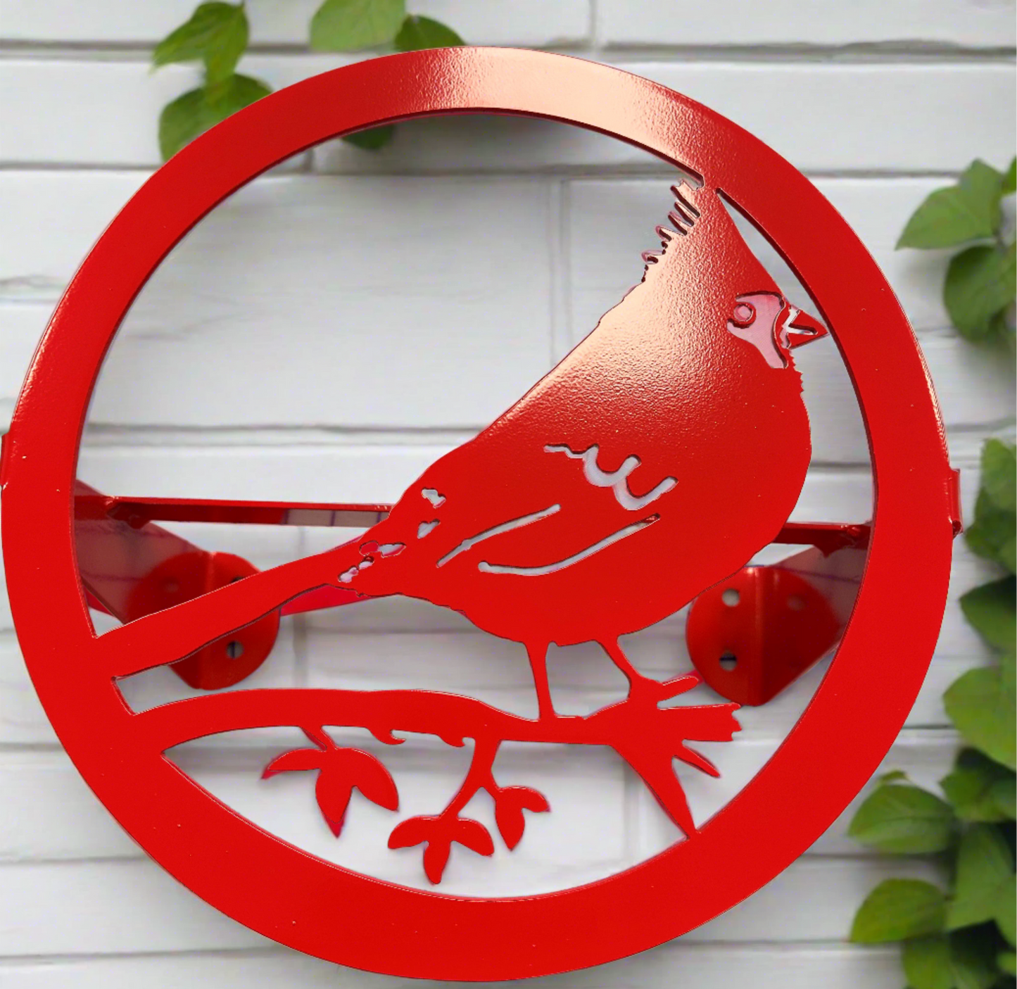 Custom Water Hose Hanger, Custom Garden Hose Holder, Cardinal Bird Design, Your Color Choice, Post Mount or Wall Mount, Your Choice