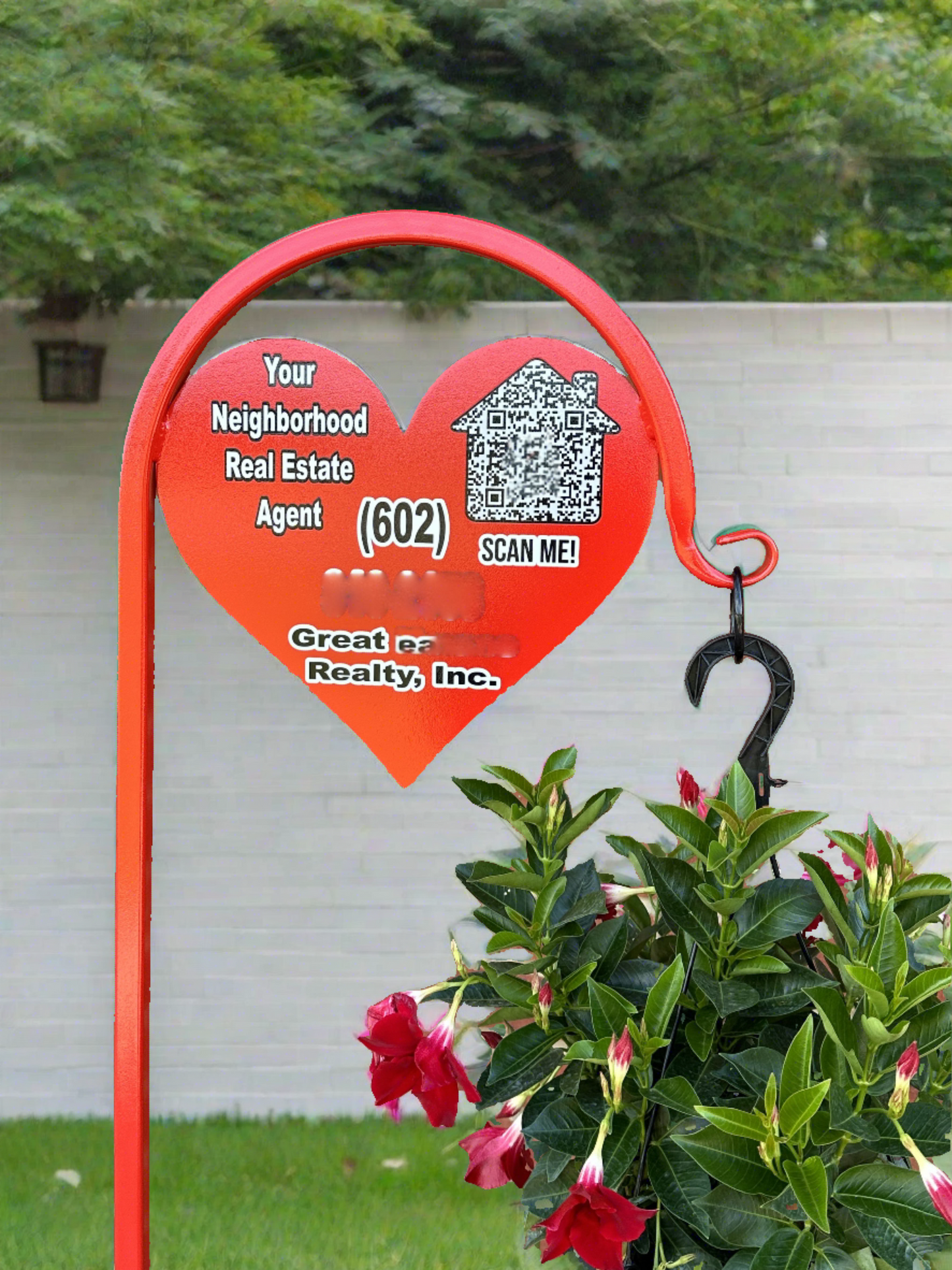 Heart Shepherd Hook- Business/Advertisement Sign Display-with or without custom message (Copy)