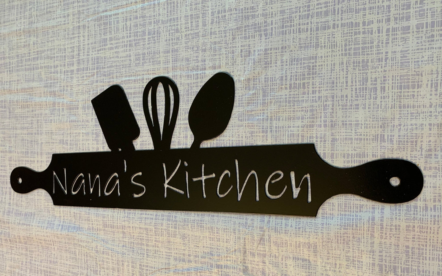 Kitchen Rolling Pin custom metal sign- Powder Coat finish 23"long 7" tall Your Color Choice