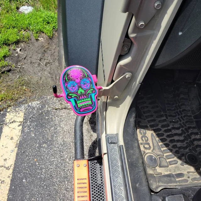 Pair of Colorful Sugar Skull Foot Pegs your color choice