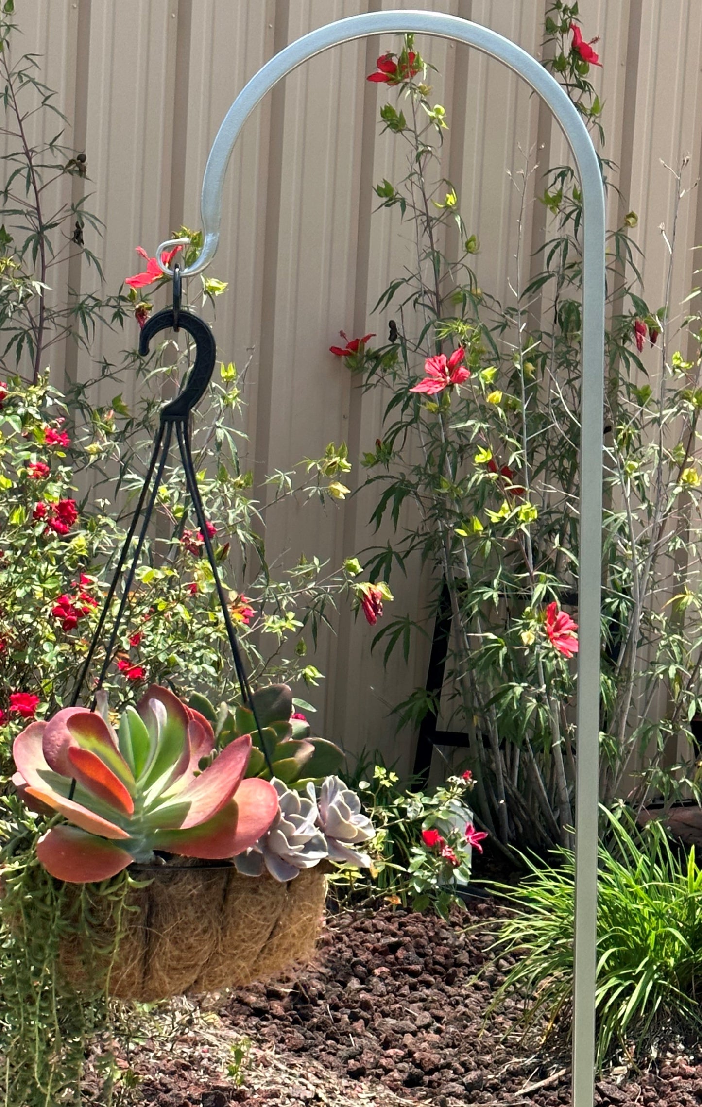 80" Shepherd Hook Metal Very Sturdy- Your color choice-Your Base/Display Choice- Hanger for large/tall wind chimes.