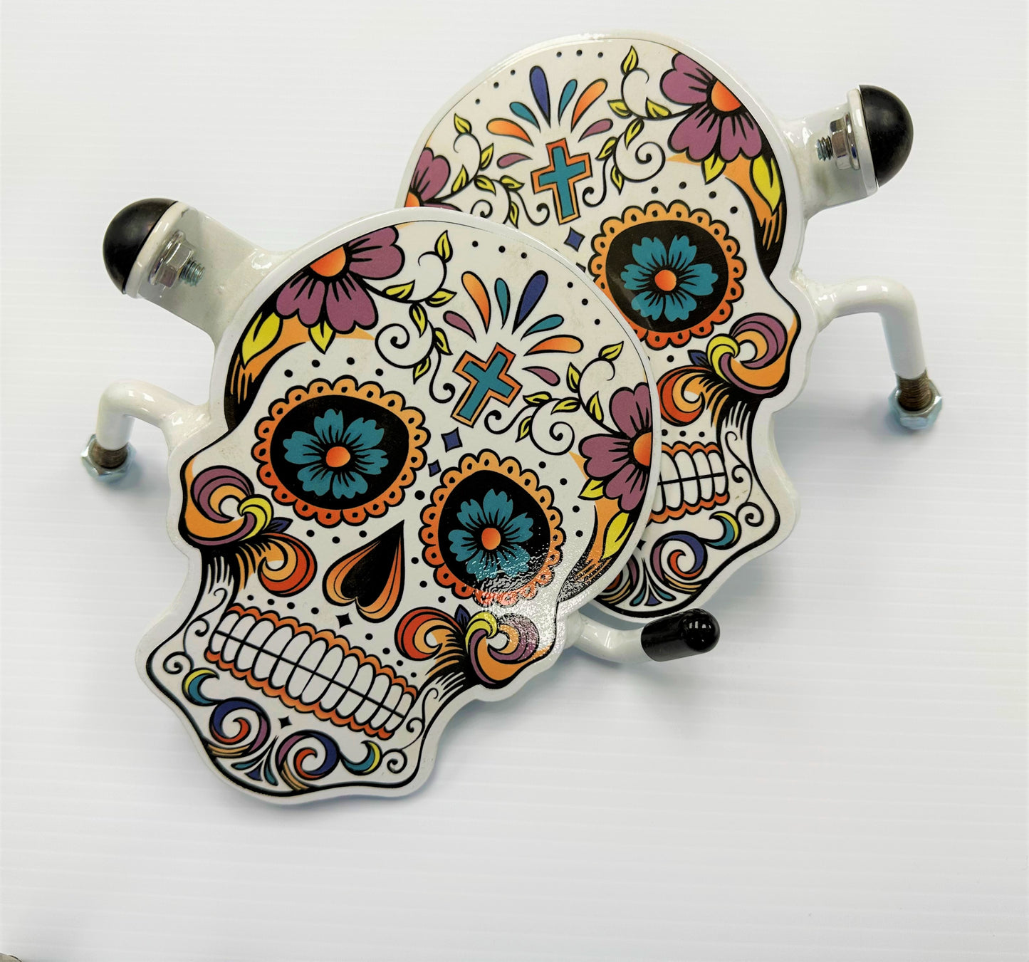 Pair of Sugar Skull Foot Pegs your color choice