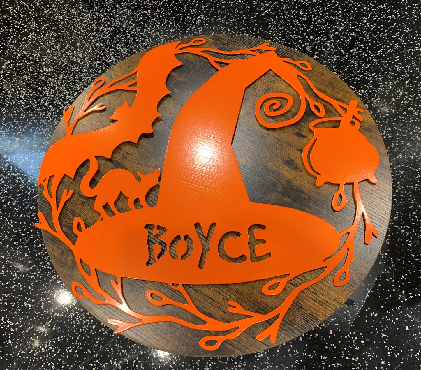 Custom Halloween Door Hanger-Metal Halloween Sign- 24"- Your color choice- Your name/Text choice