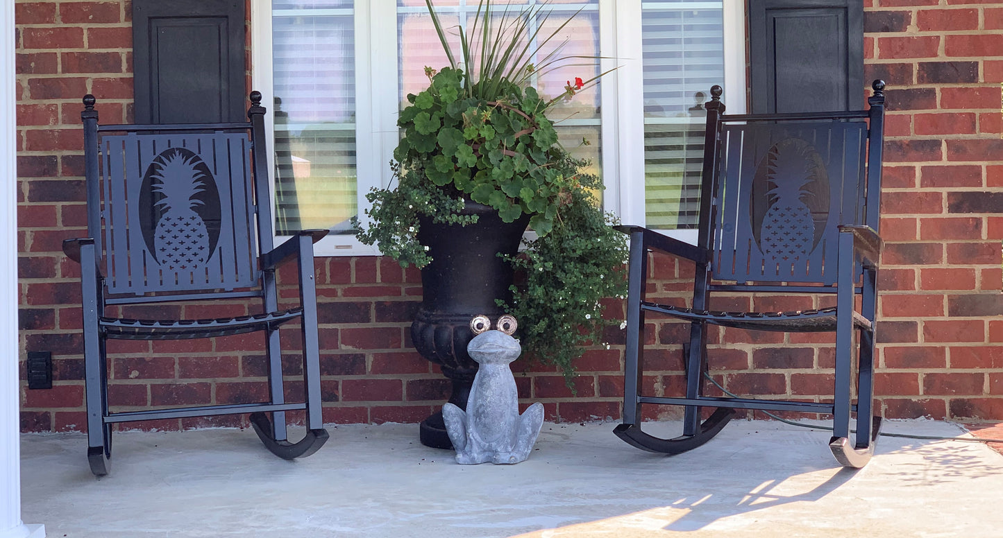 Custom Rocking Chairs- All Metal-Powder Coated your color choice- Your Design choice in back of Rocking Chair
