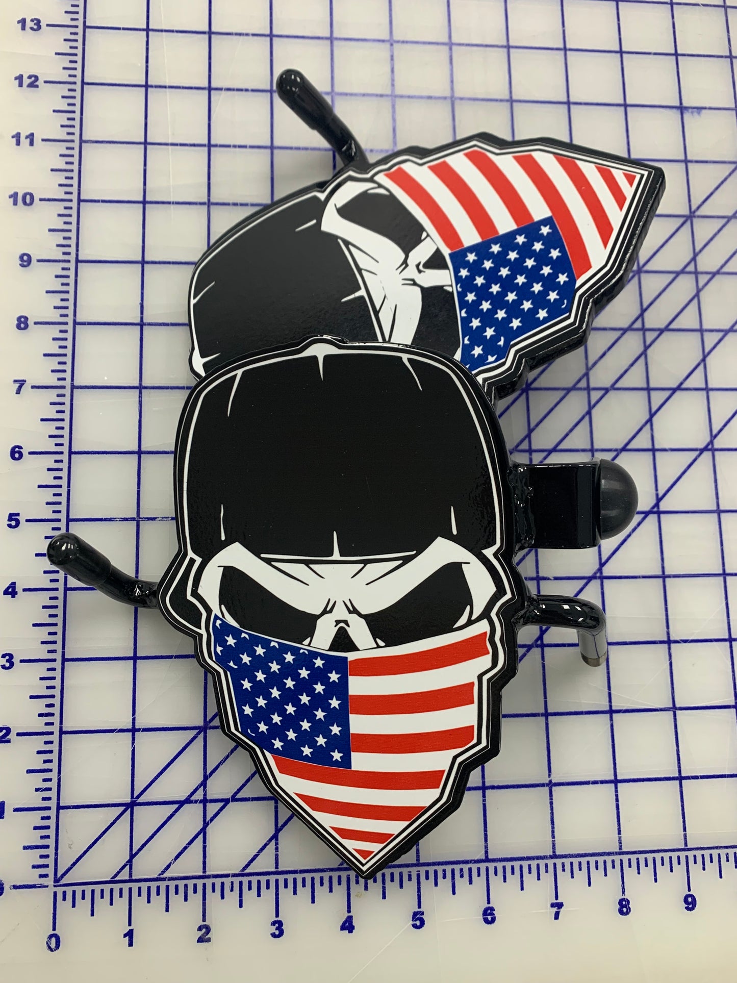 Pair of Skull with Bandana (YOUR color/design choice) Foot Pegs