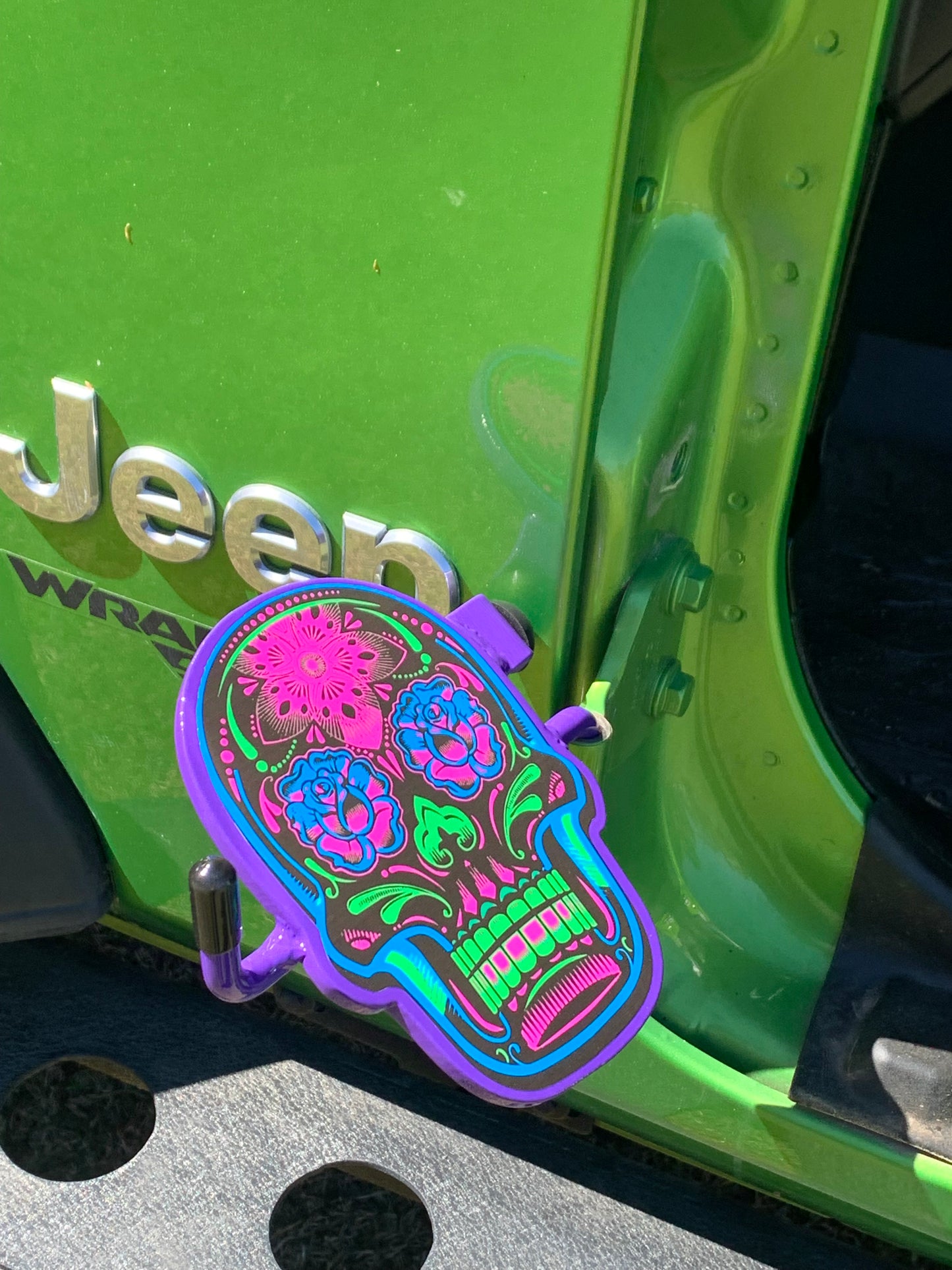 Pair of Colorful Sugar Skull Foot Pegs your color choice