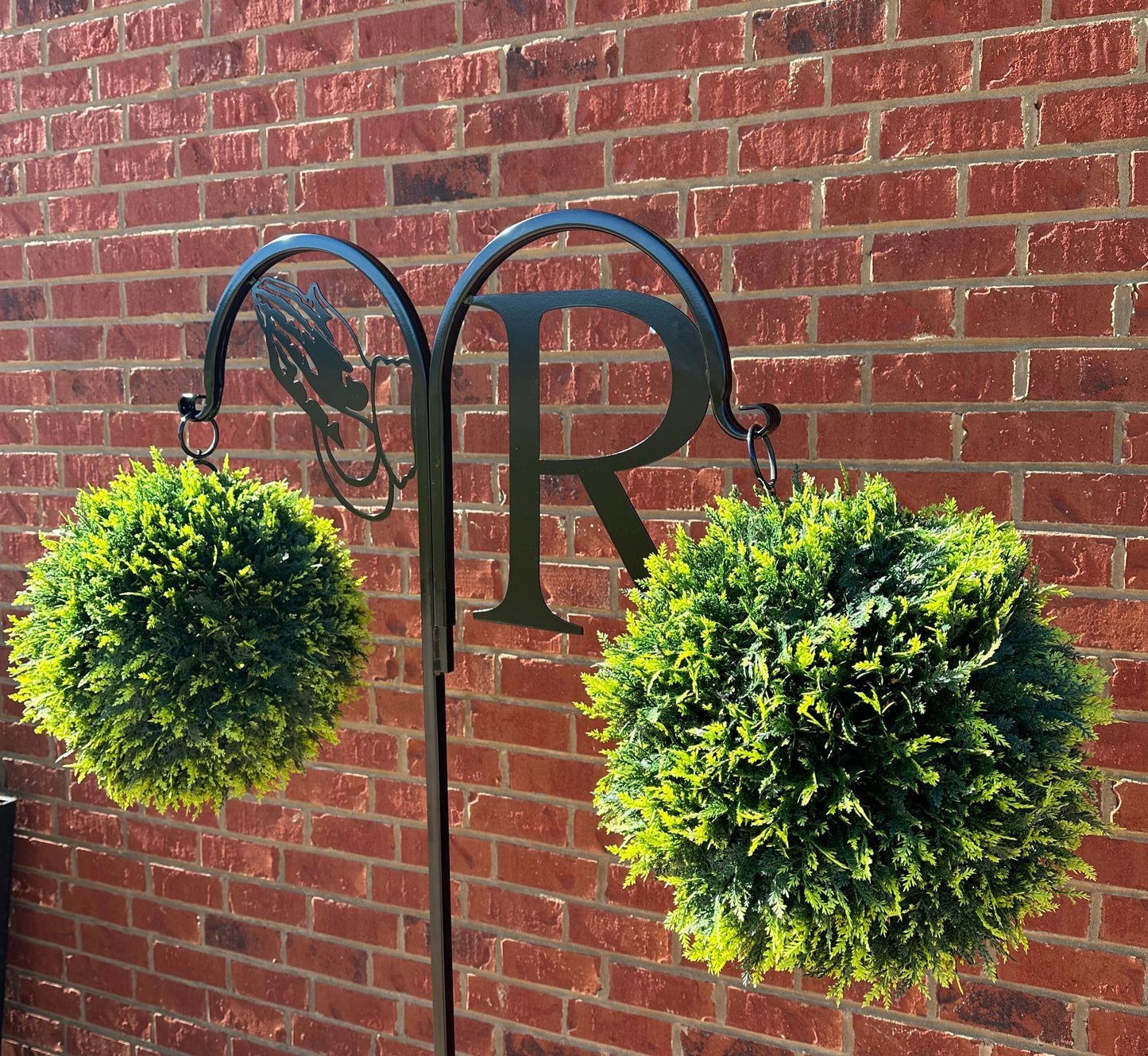 Praying Hands and Initial Shepherd Hook- Your color choice-four display options
