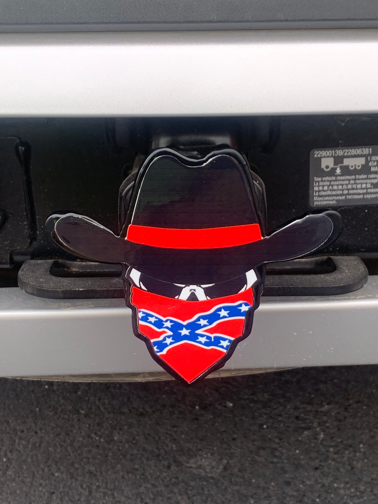 Cowboy Skull with bandana Receiver Hitch Cover