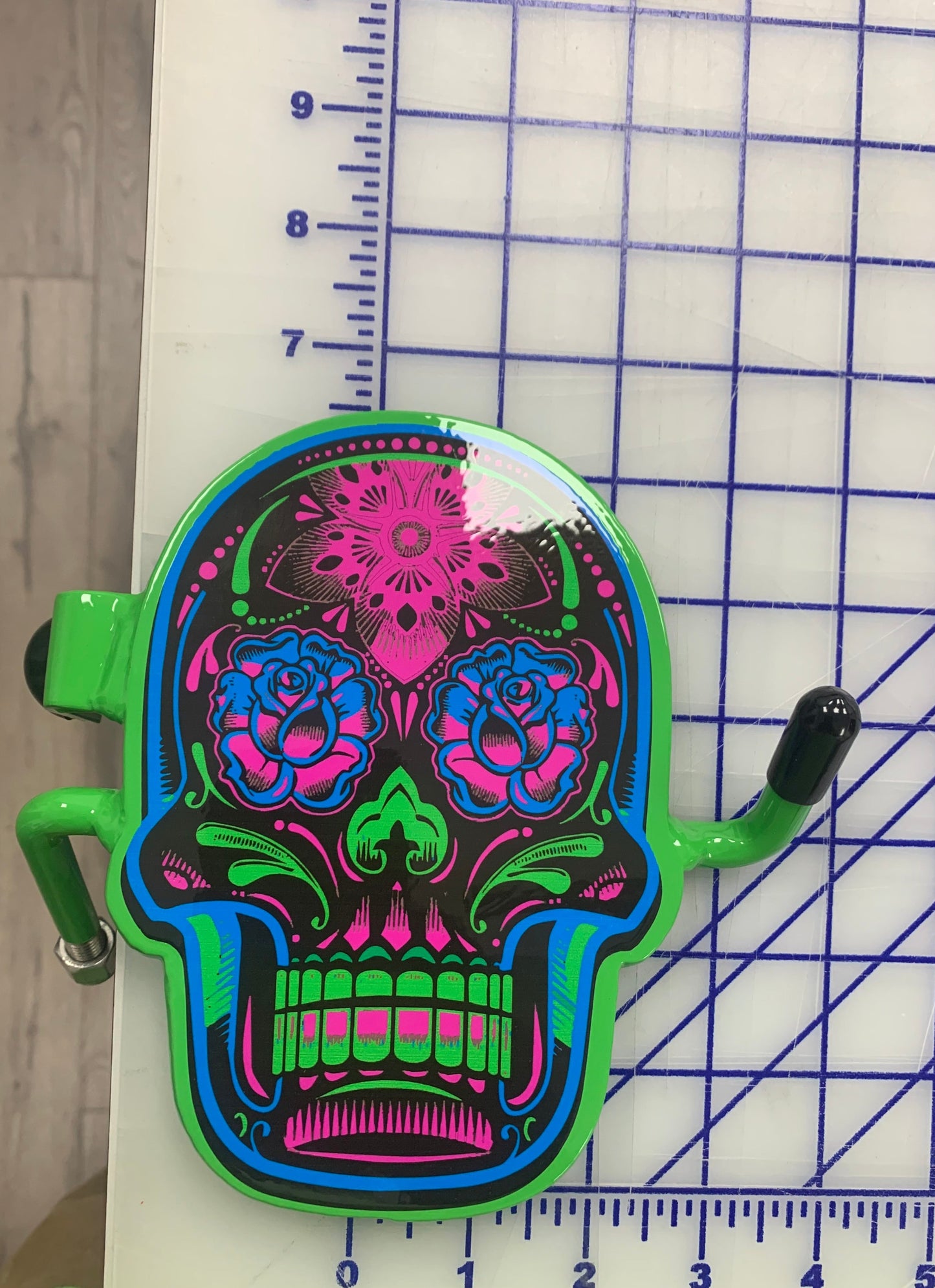 Pair of Colorful Sugar Skull Foot Pegs your color choice