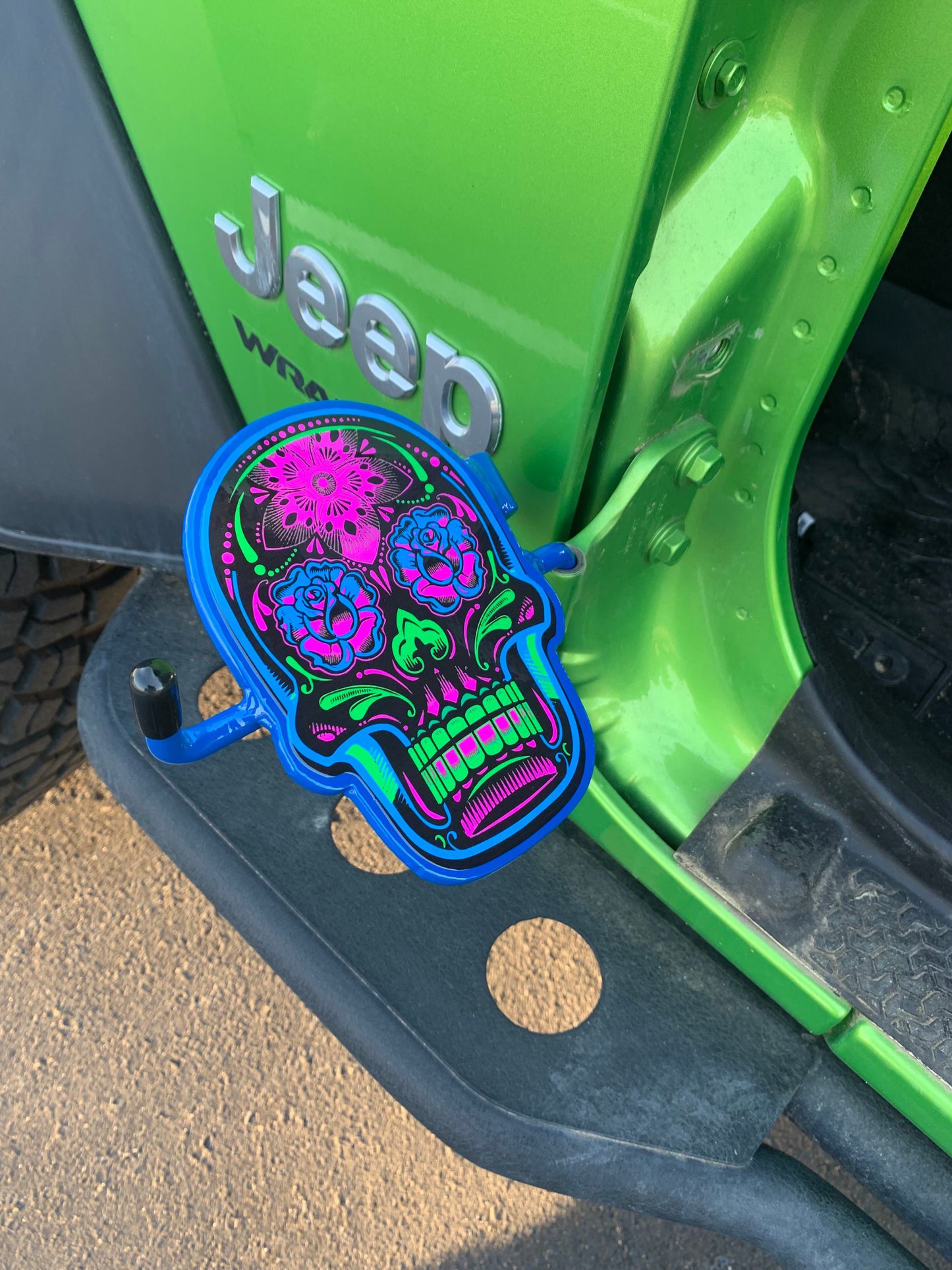 Pair of Colorful Sugar Skull Foot Pegs your color choice