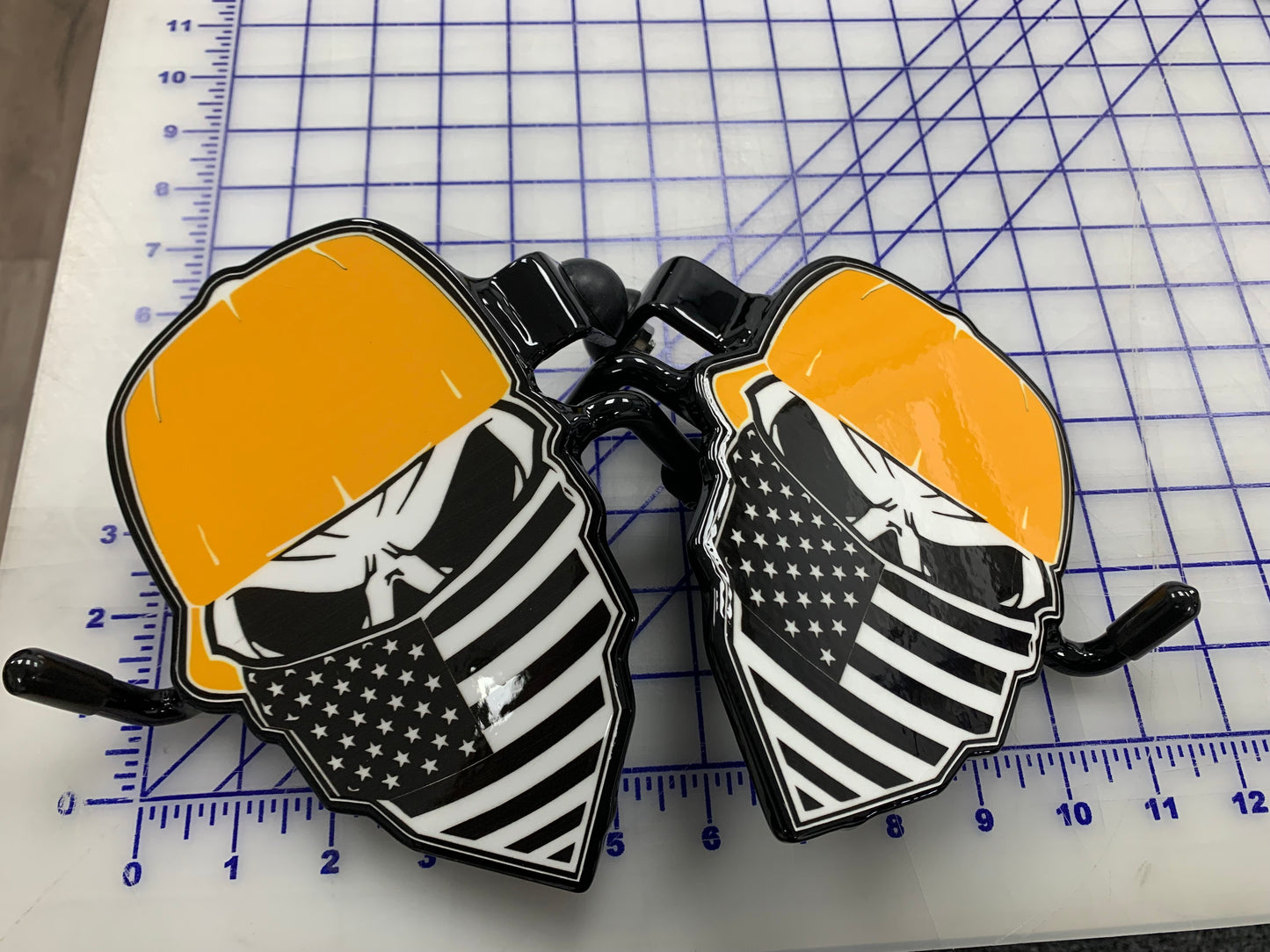 Pair of Skull with Bandana (YOUR color/design choice) Foot Pegs